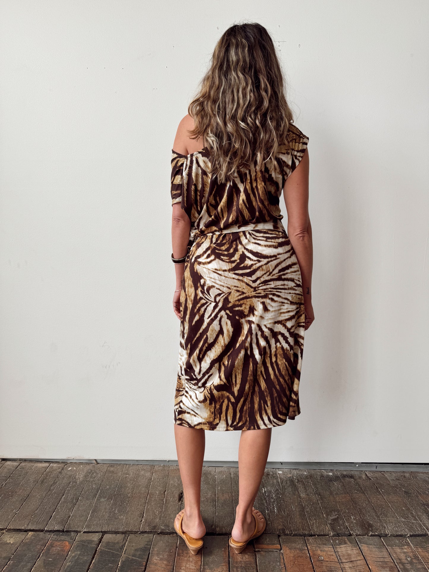 Tiger Stripe 90s Buckle-Trim Dress (M)