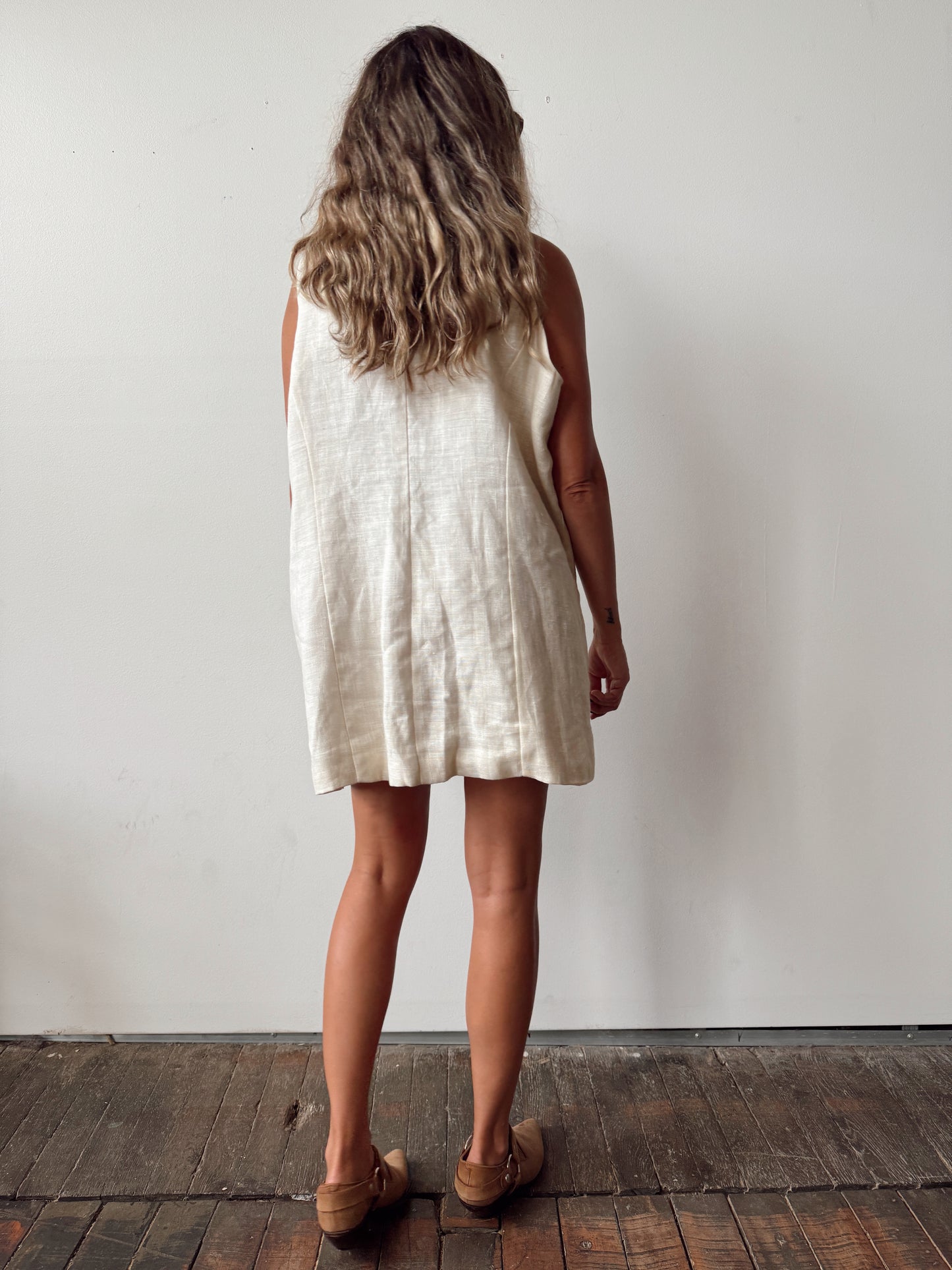 Linen 90s Double-Breasted Vest (XL)