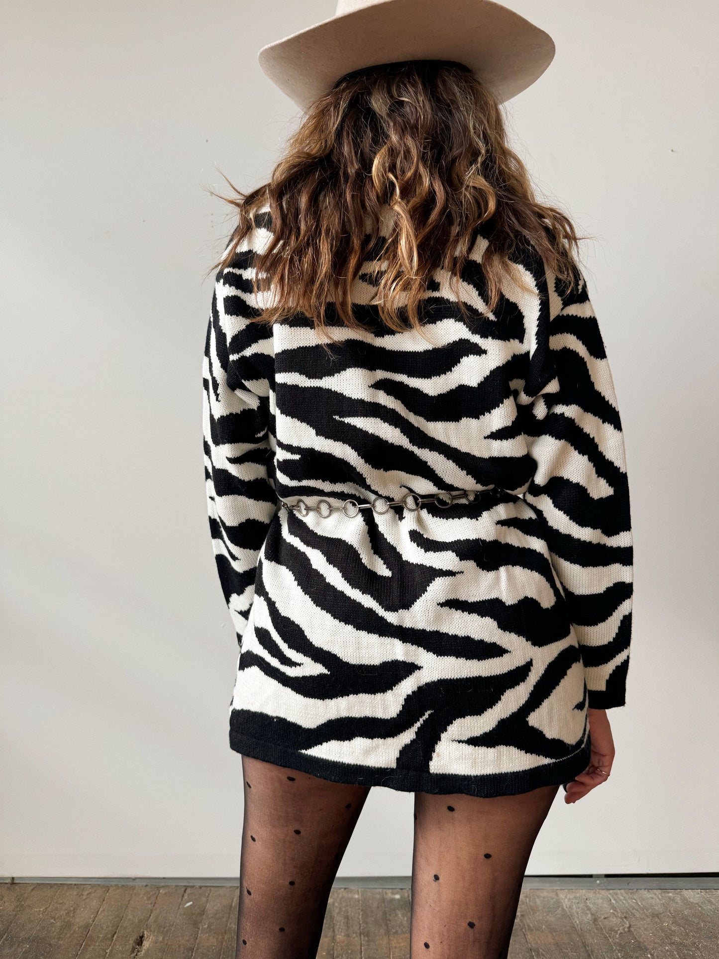 DVF 80s Zip Zebra Cardigan (XS)