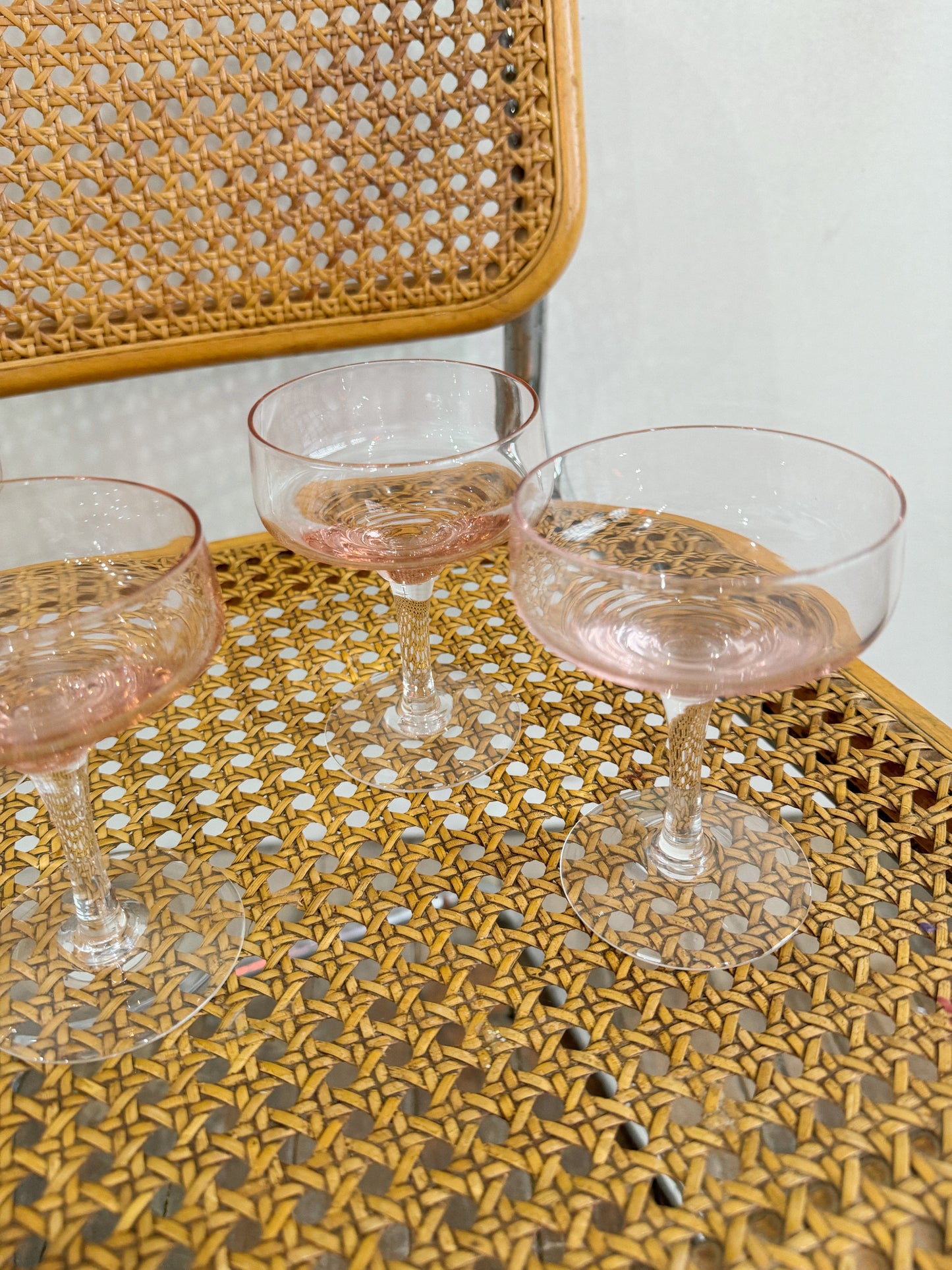 Pink Glass Coupes, Set of 4