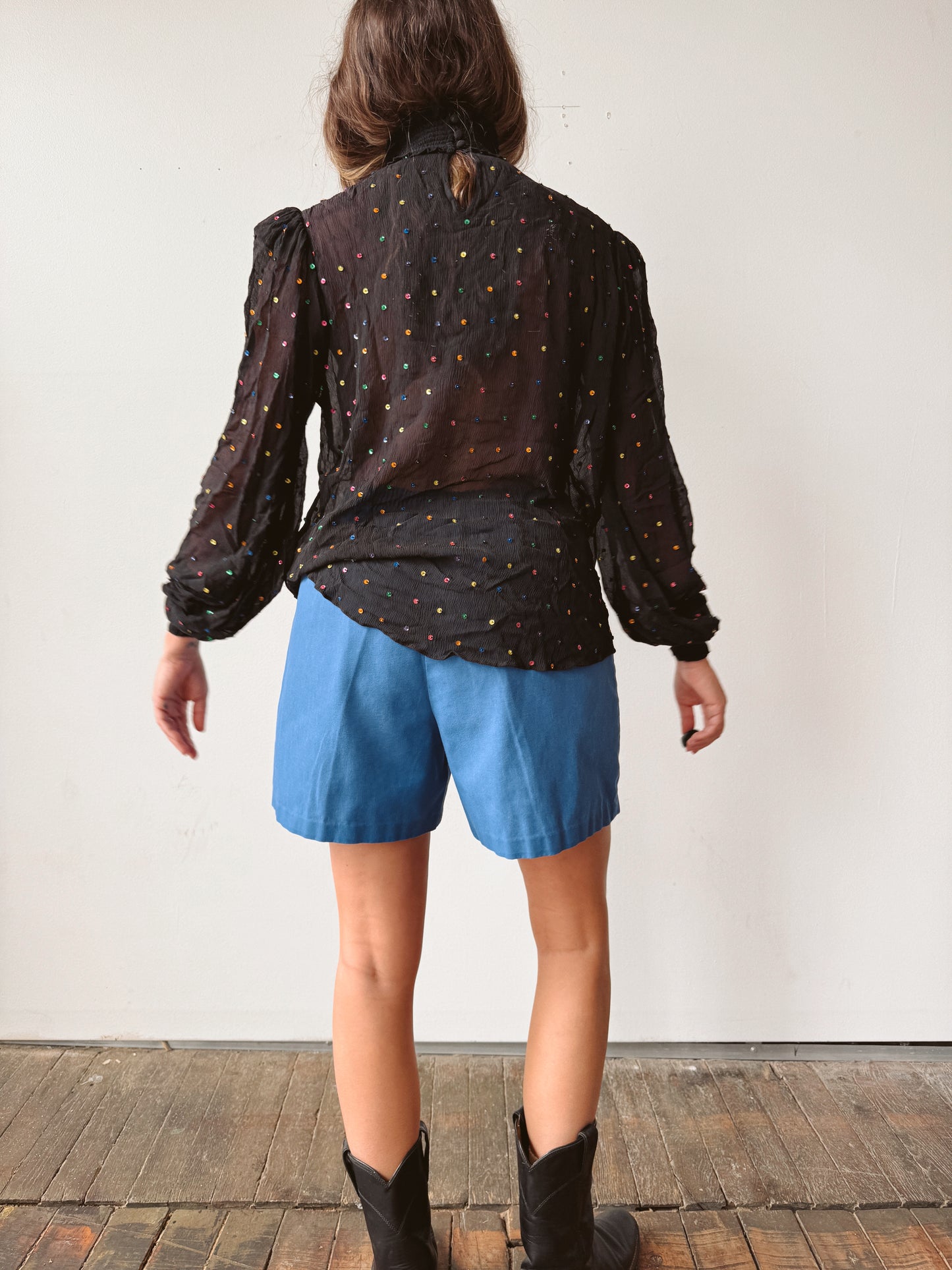 Silk Retrofête Sequin Rouche Contemporary Blouse (S)