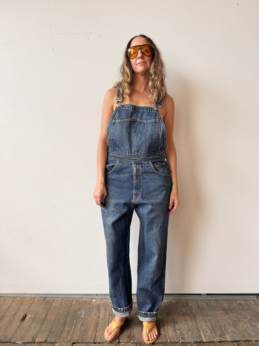Y2K Heavy Denim Overalls (M)