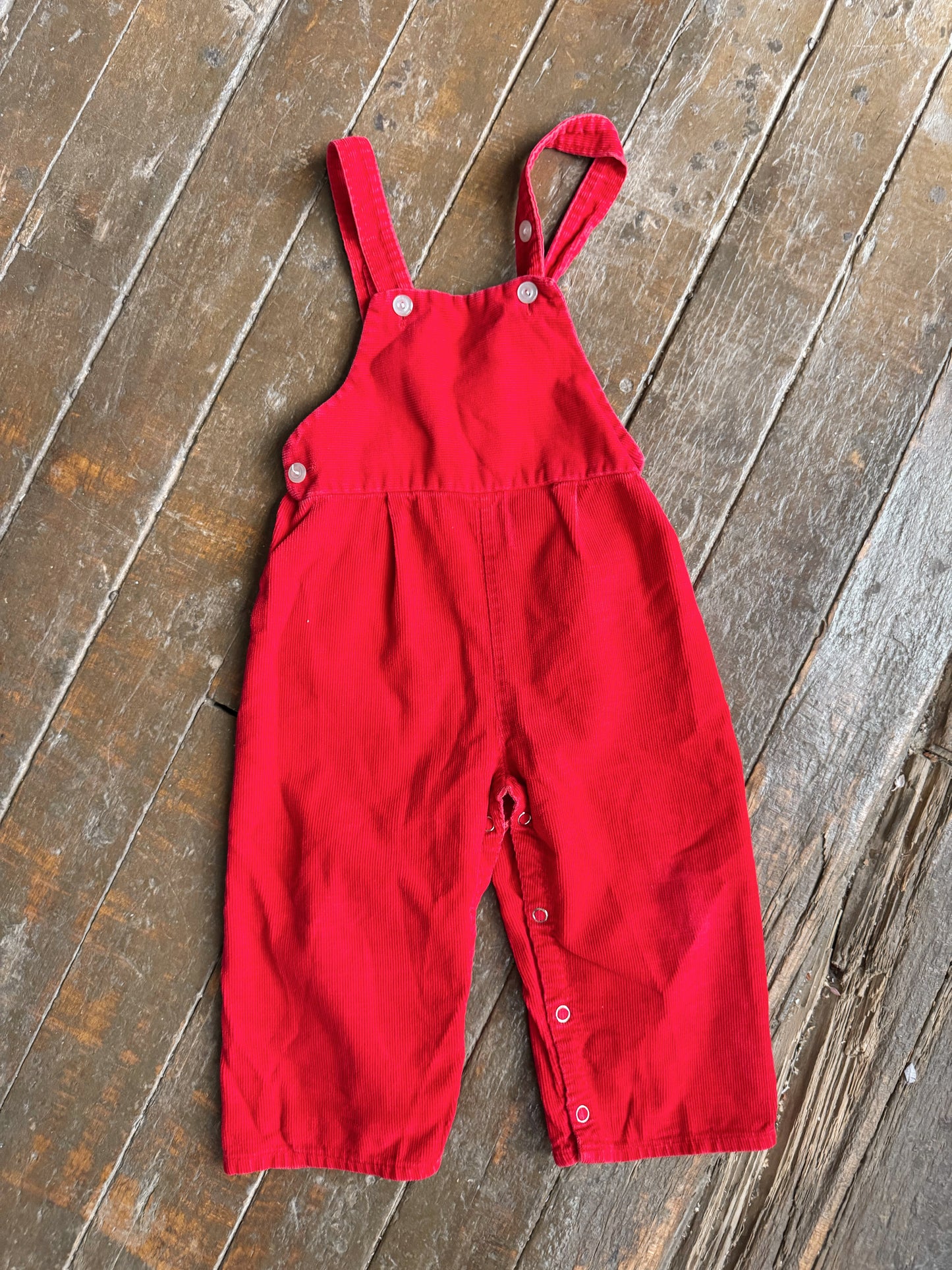Red Cordory 80s Overalls (3T)