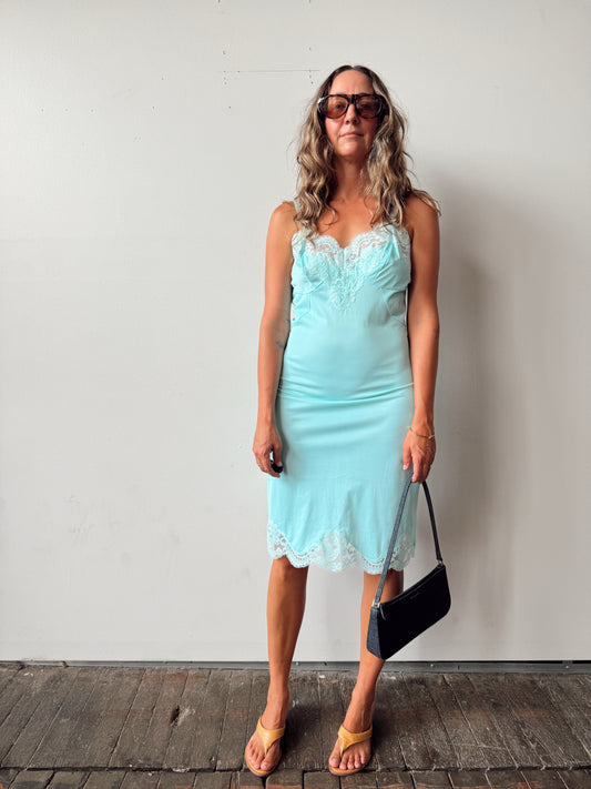 Seafoam Sears Lace Slip Dress (M)