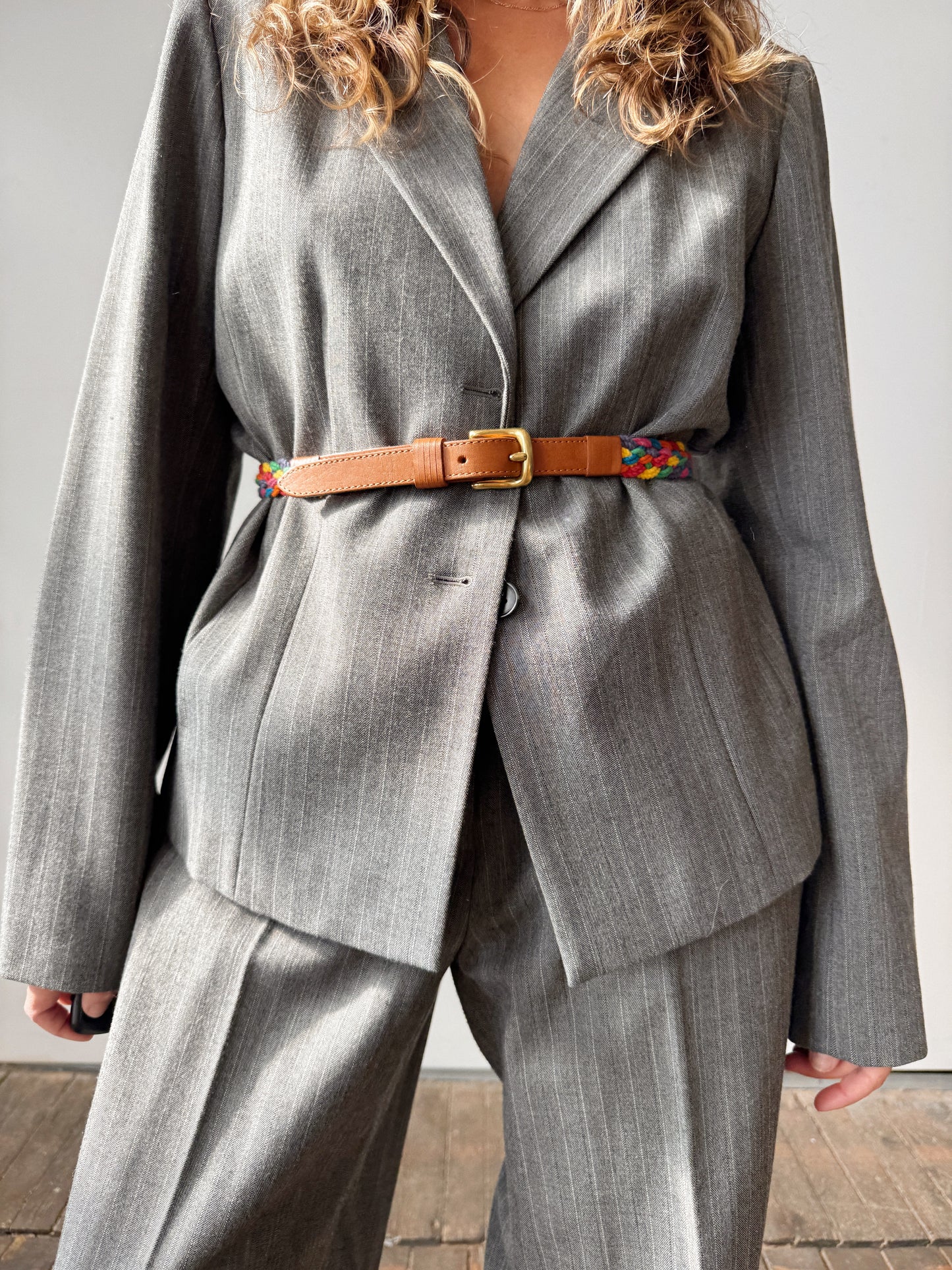 Rainbow Braid Belt with Leather