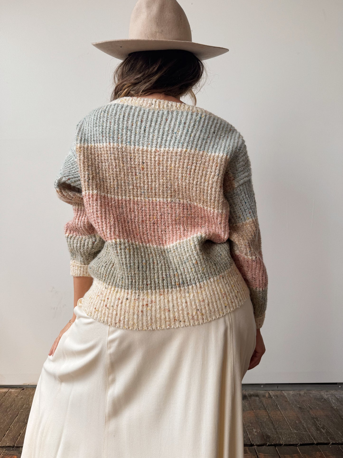 Neapolitan Knit 80s Sweater with Button Details (S)