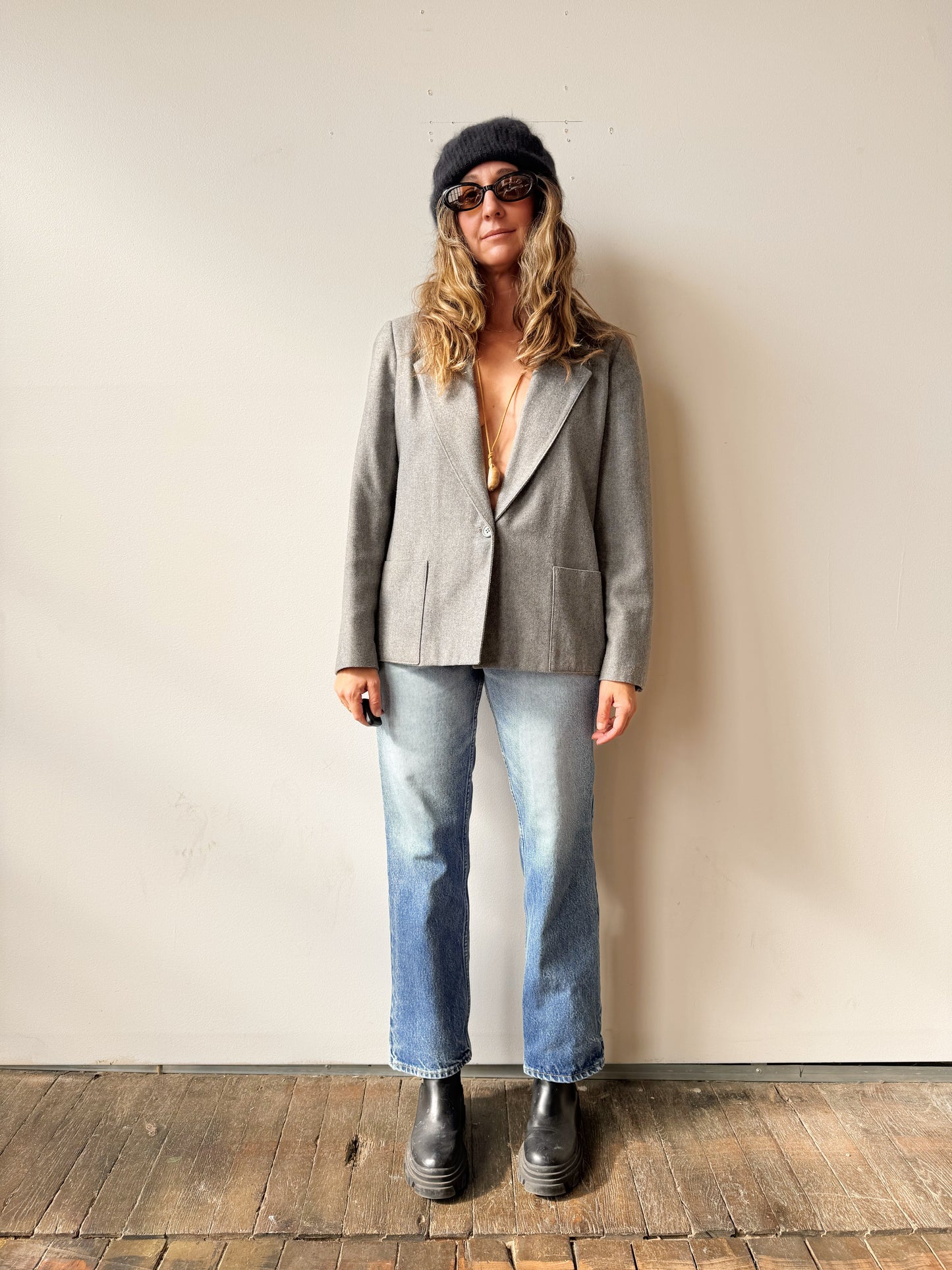 Wools 90s One-button Grey Blazer (M)