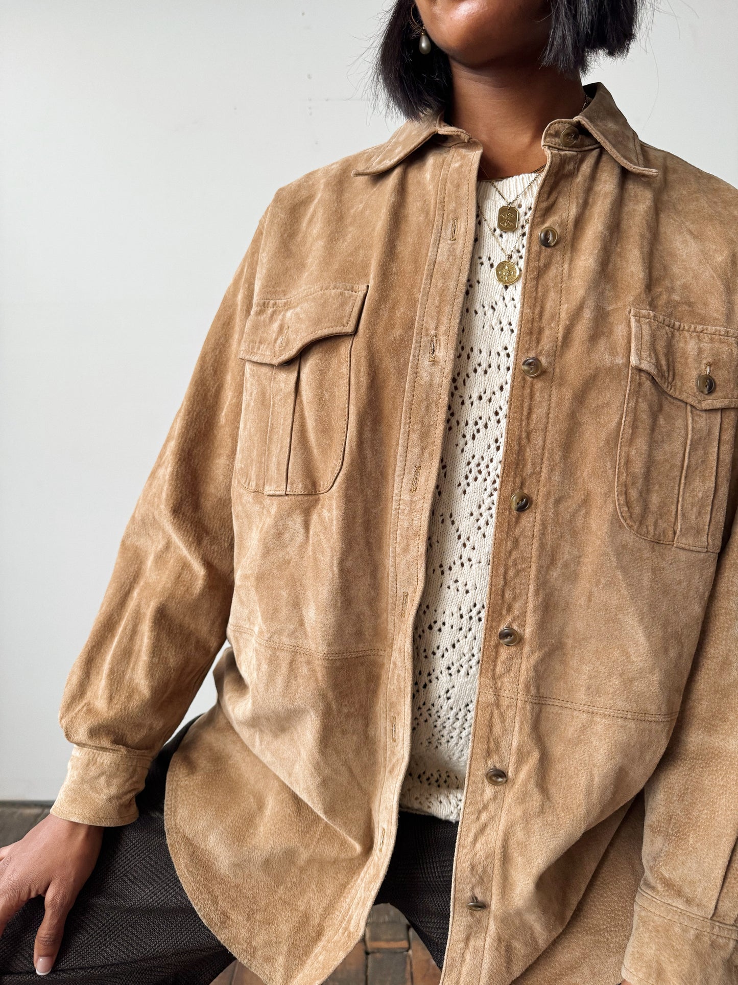 90s Brown Suede Shirt (M)