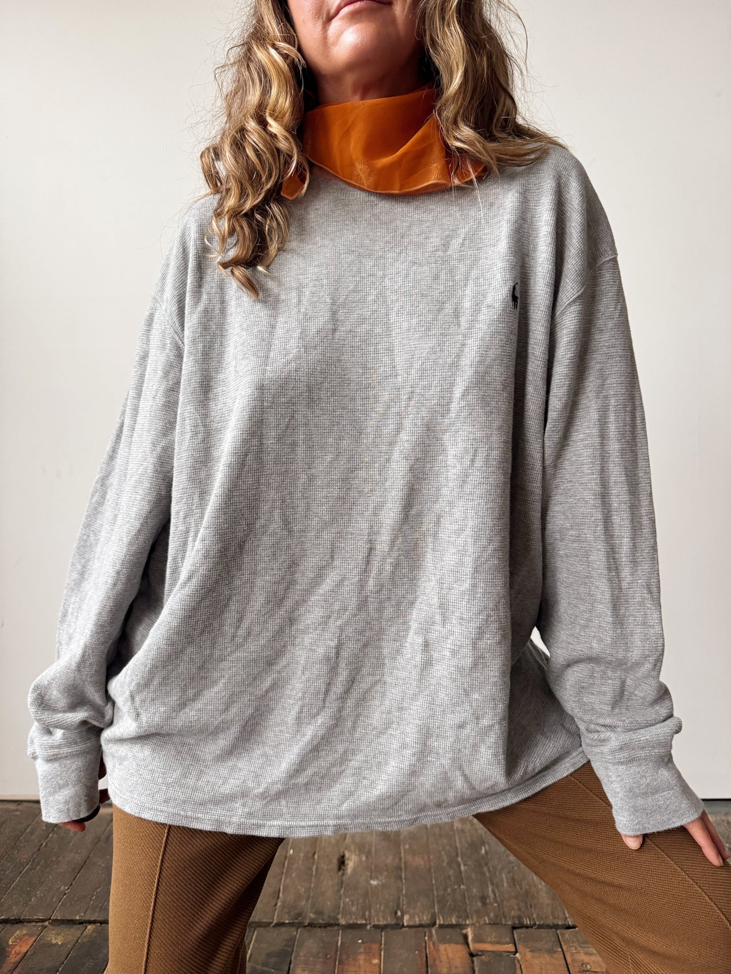 Polo Heather Grey Cotton Thermal (Mens XXL)