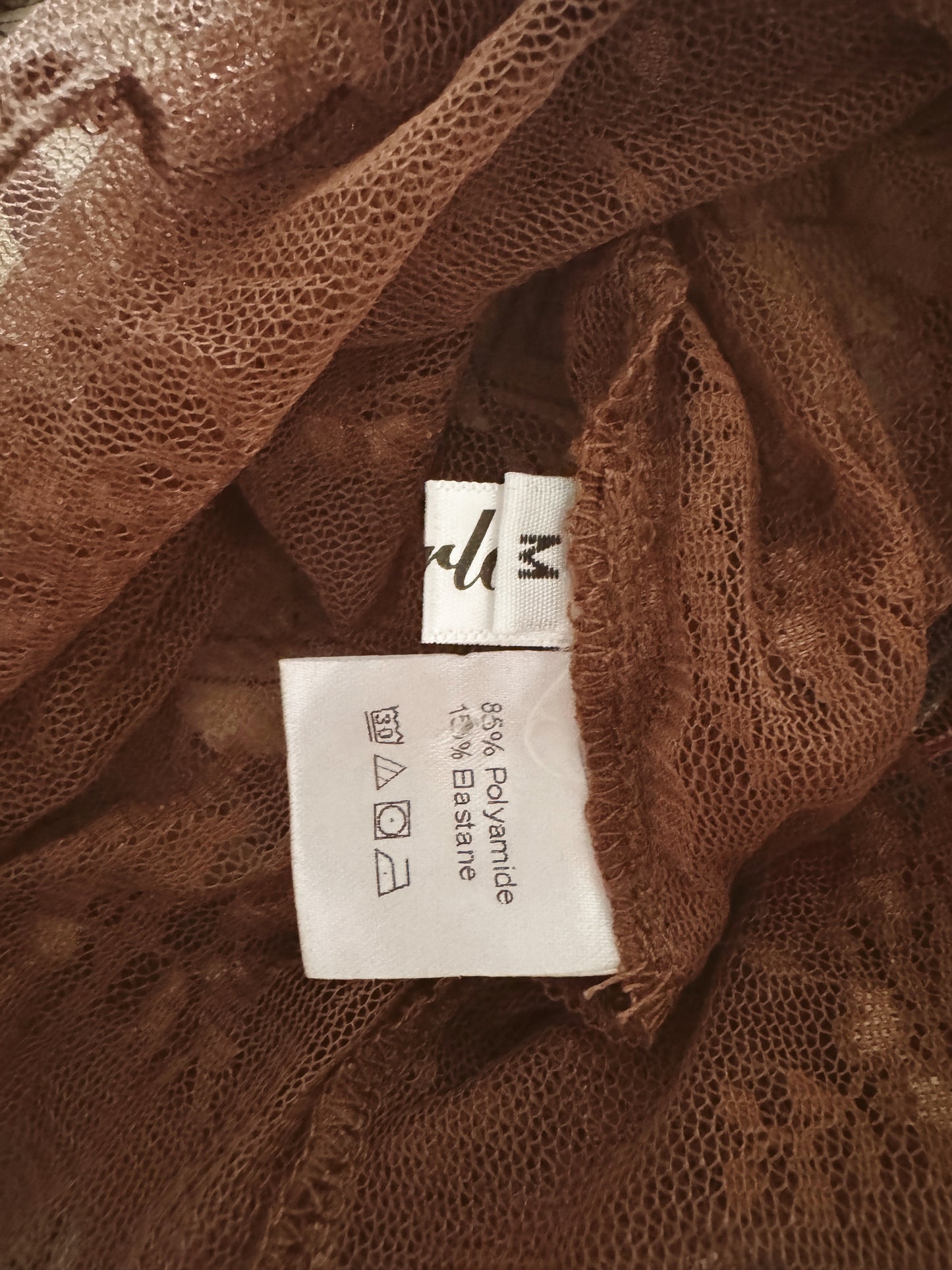 Brown Lace Sheer Top (M)