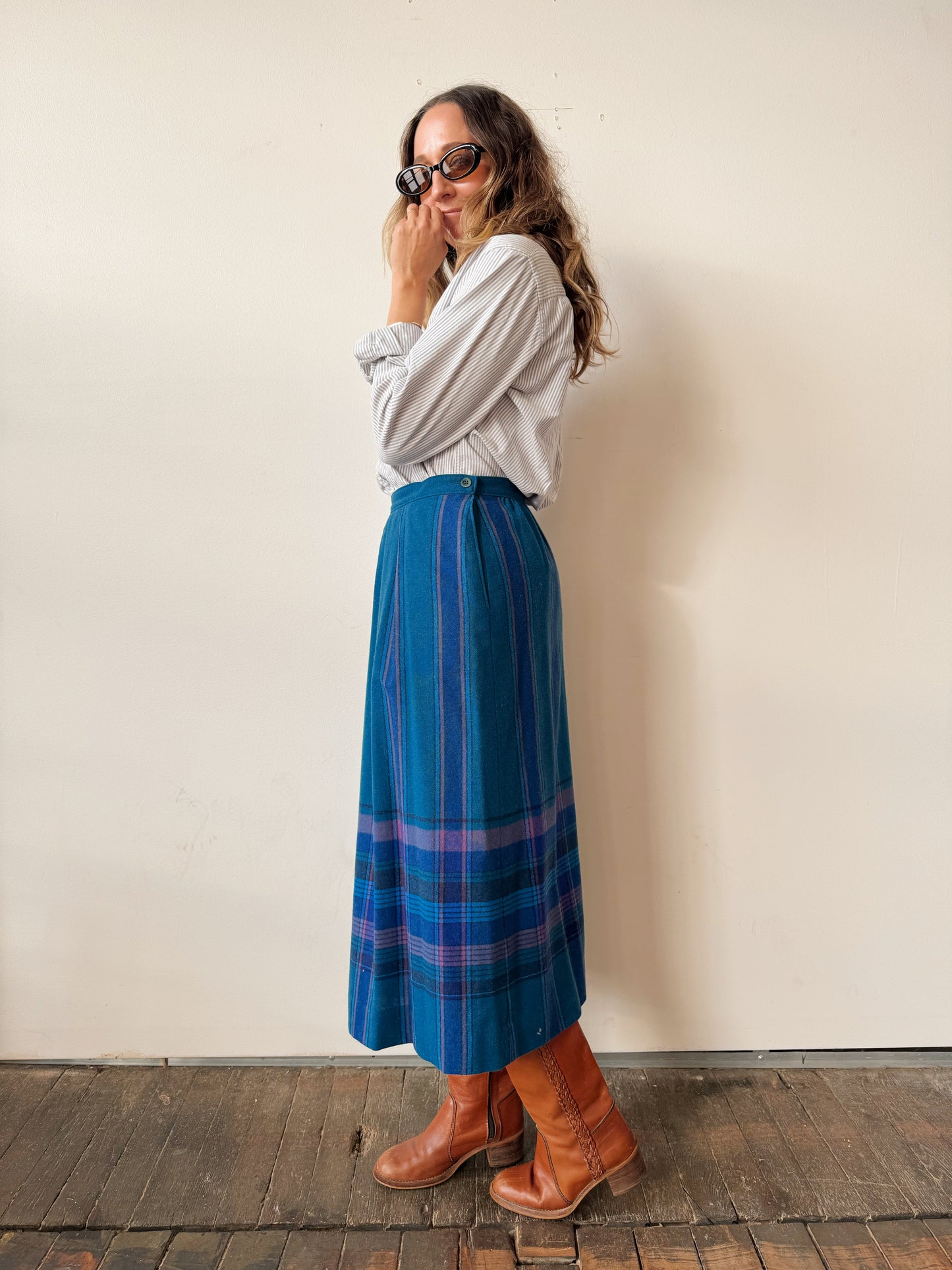 Pendelton Striped Wool 80s Midi Skirt (28")