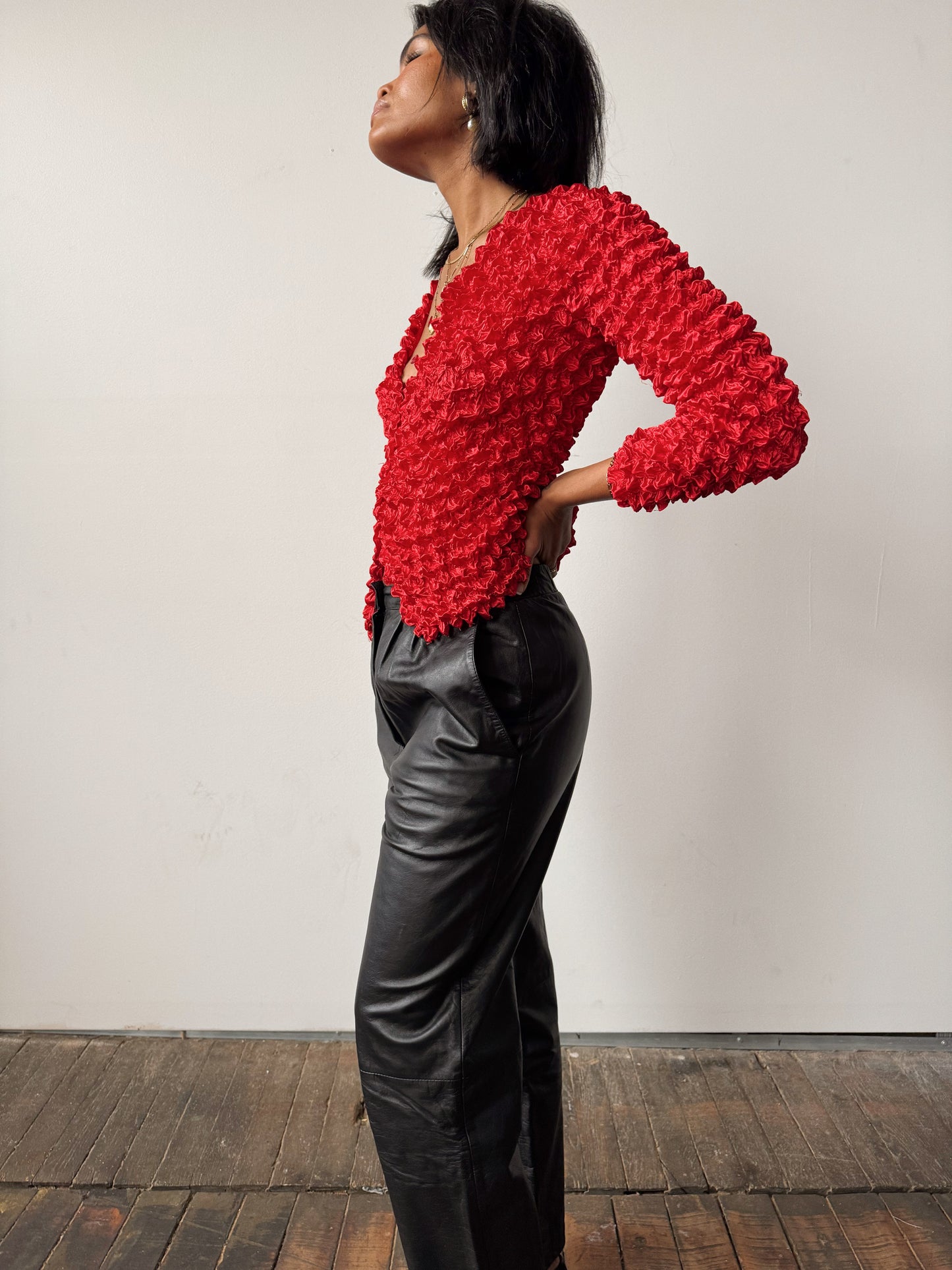 Crinkled 90s Button Blouse (M)