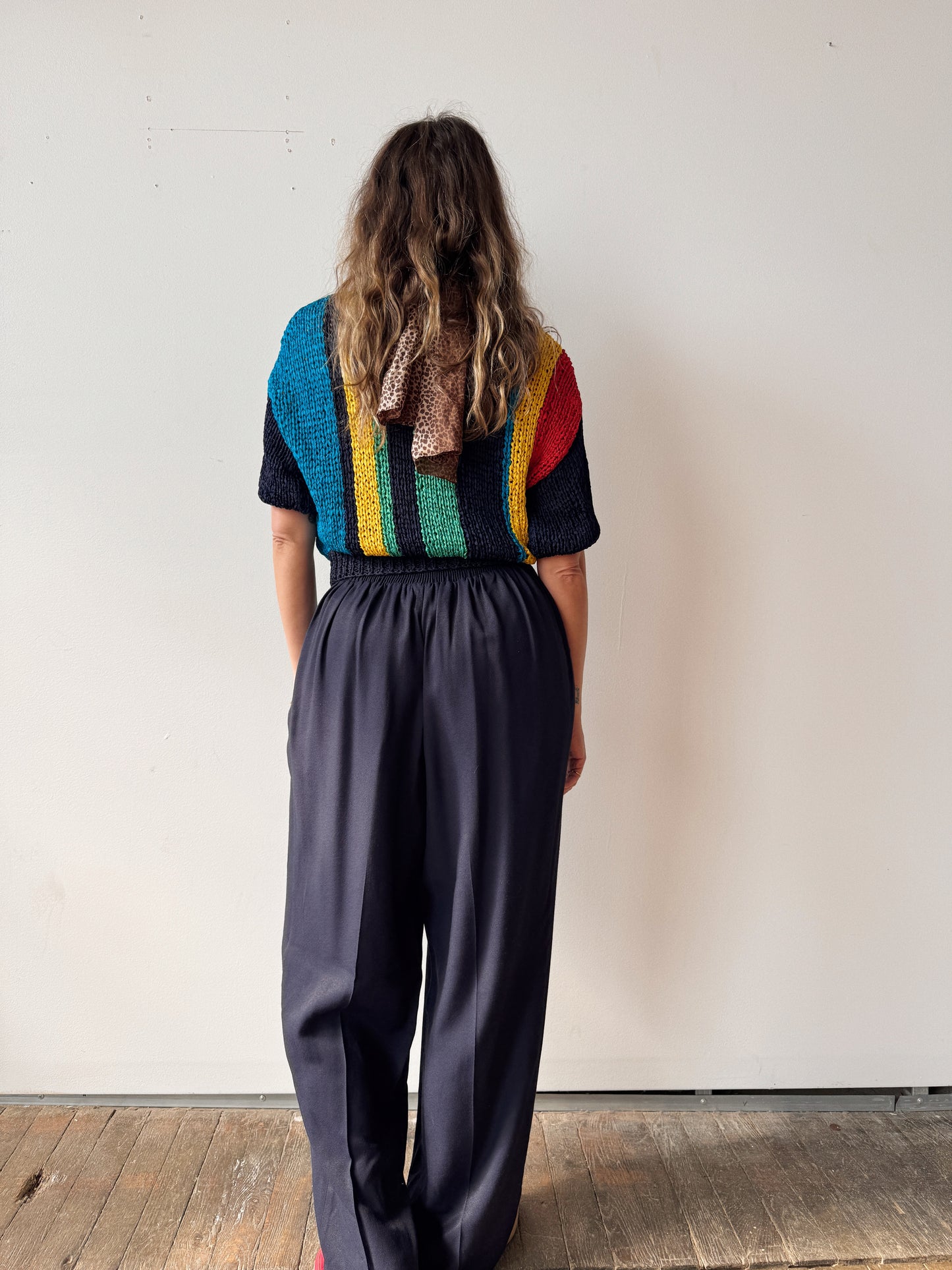Navy 90s Wide Leg Trousuer Pant (29")