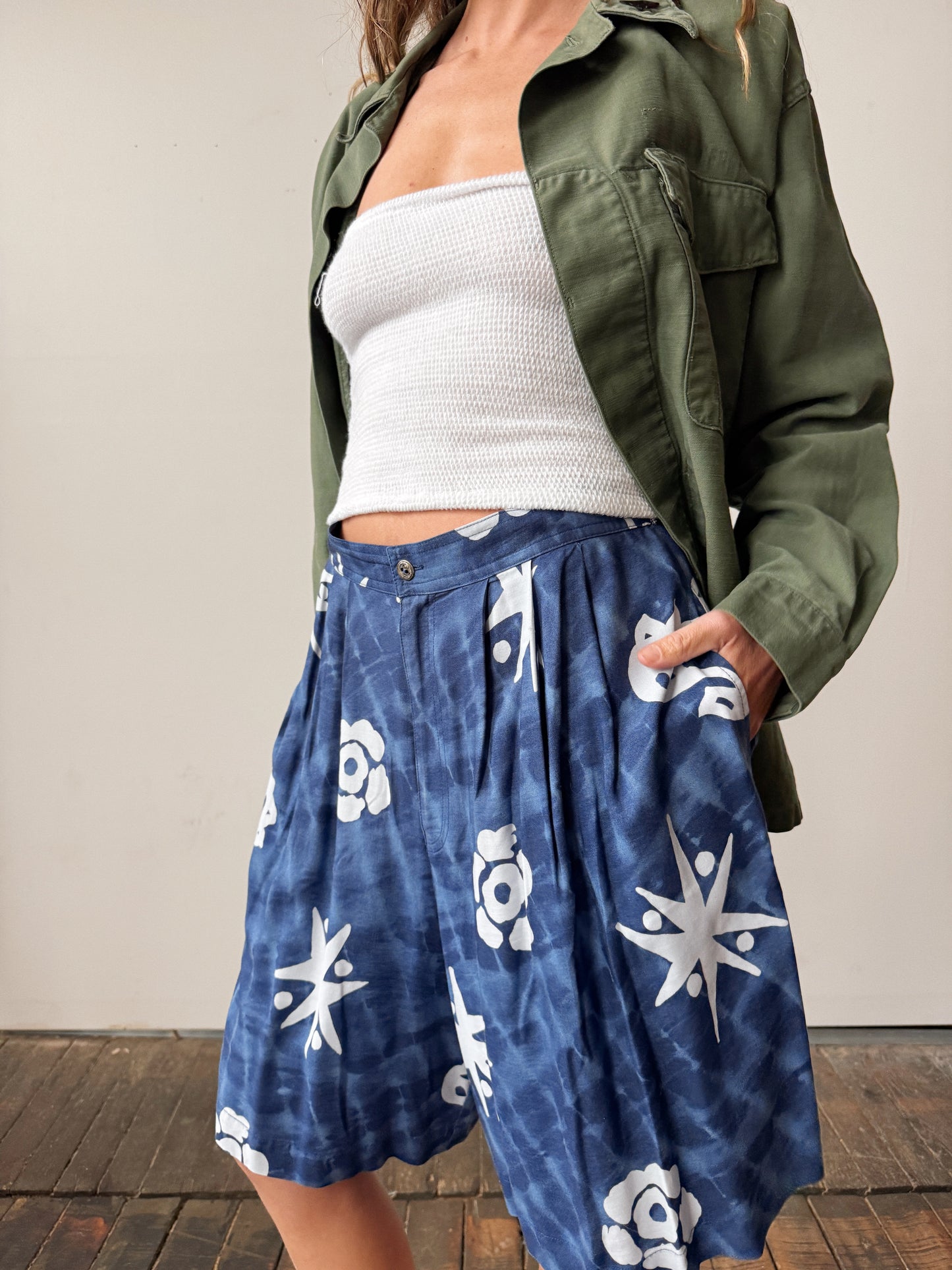 Russ Blue Tie-Dye Trouser Shorts (32")