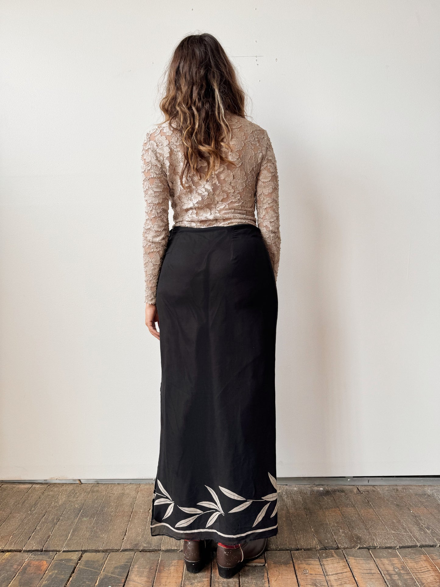 Silk 90s Slit Maxi Skirt (M)