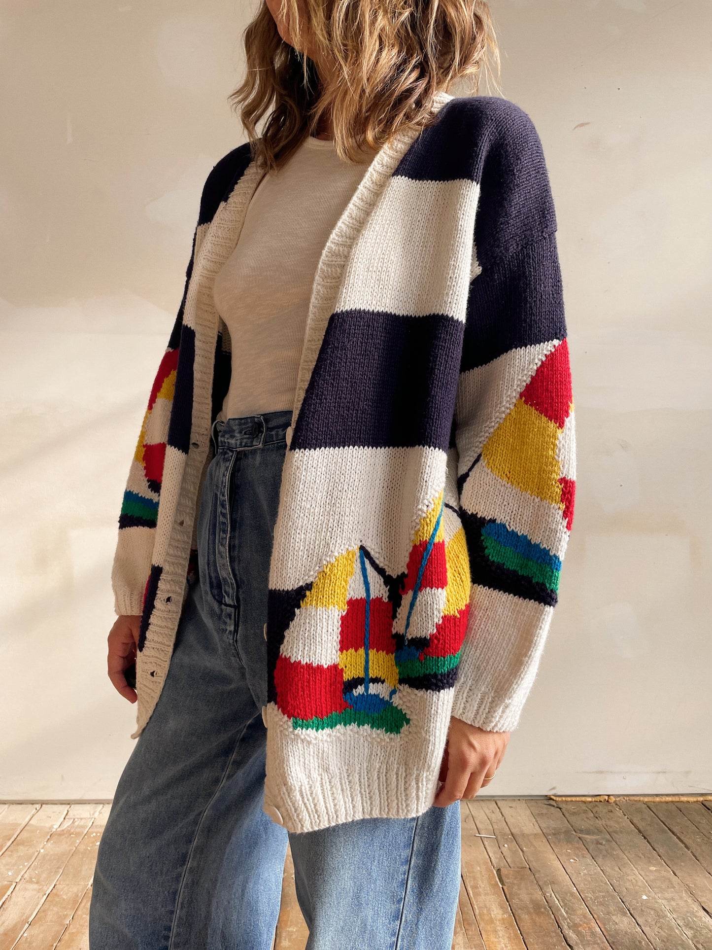 Hand-Knitted Oversize Sailing Cardigan (M)