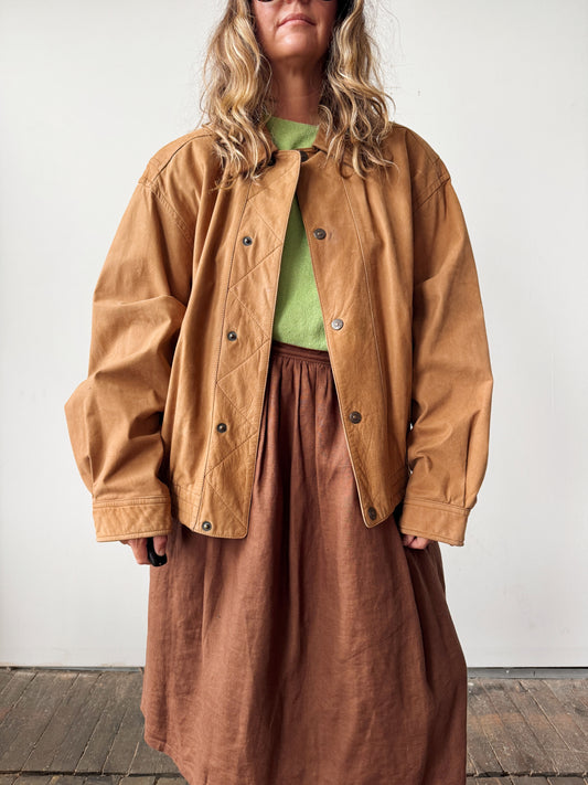 Suede Leather Bomber 90s Coat (L)
