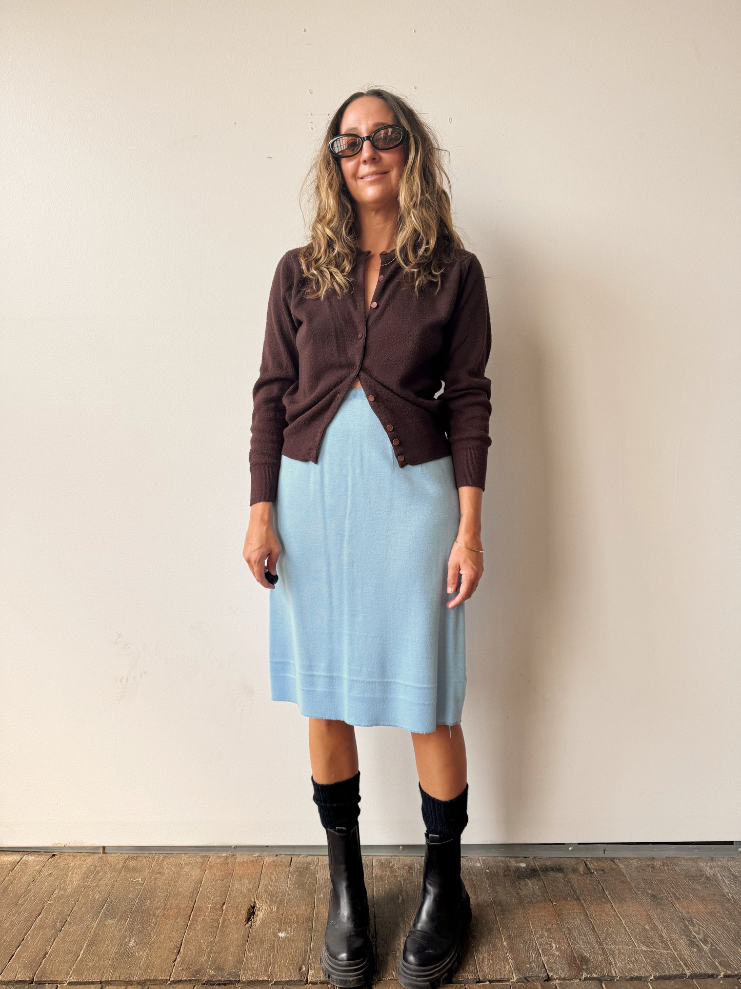 Chocolate Brown Amber 70s Cardigan (S)