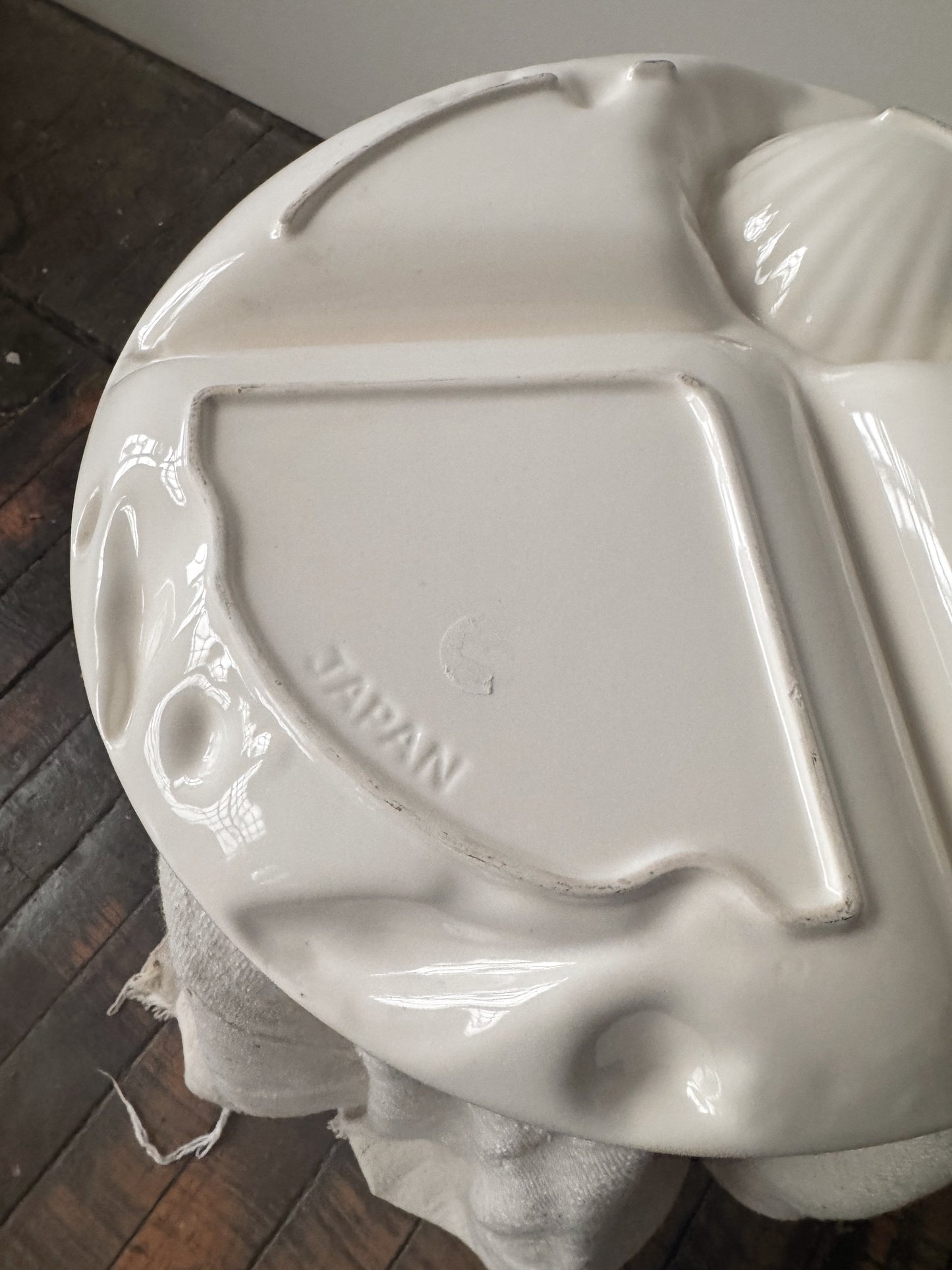 70s White Ceramic Sea Serving Platter