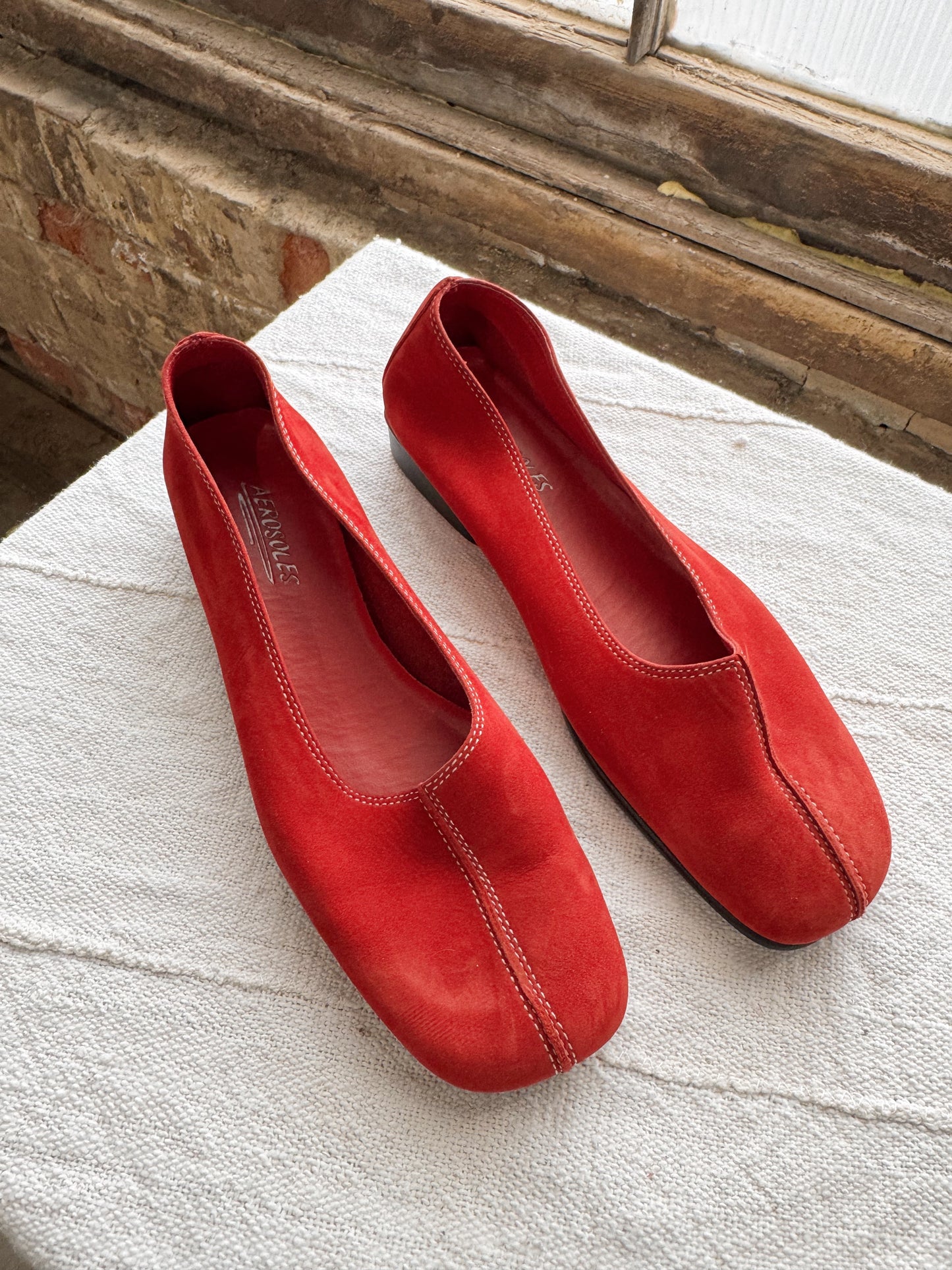 Red Suede Seamed 90s Flats (10)