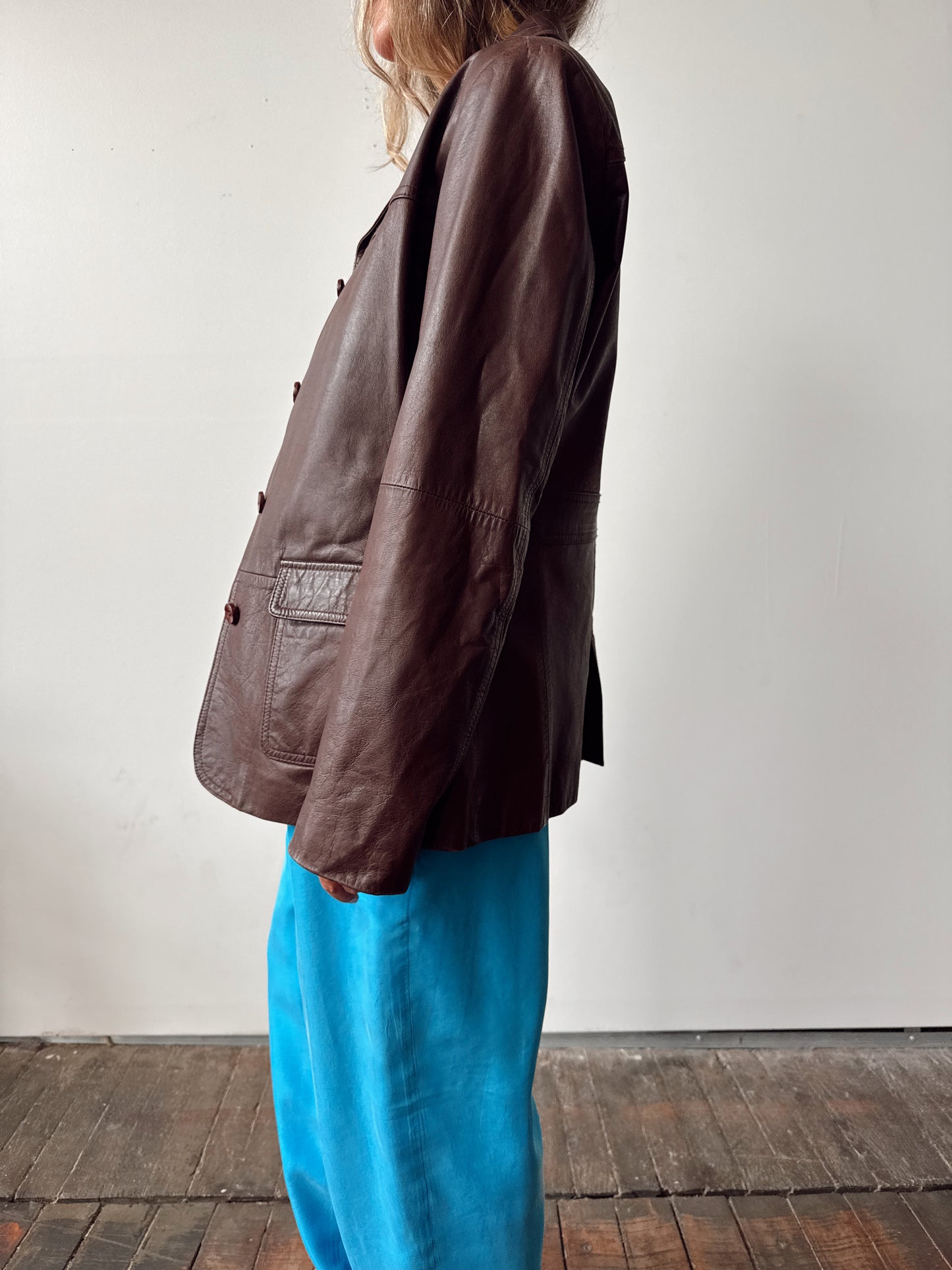 Eddie Bauer 90s Brown Leather Jacket (M)