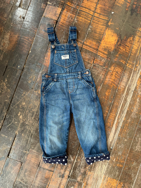 Oshkosh Fleece-Lined Denim Overalls (2T)