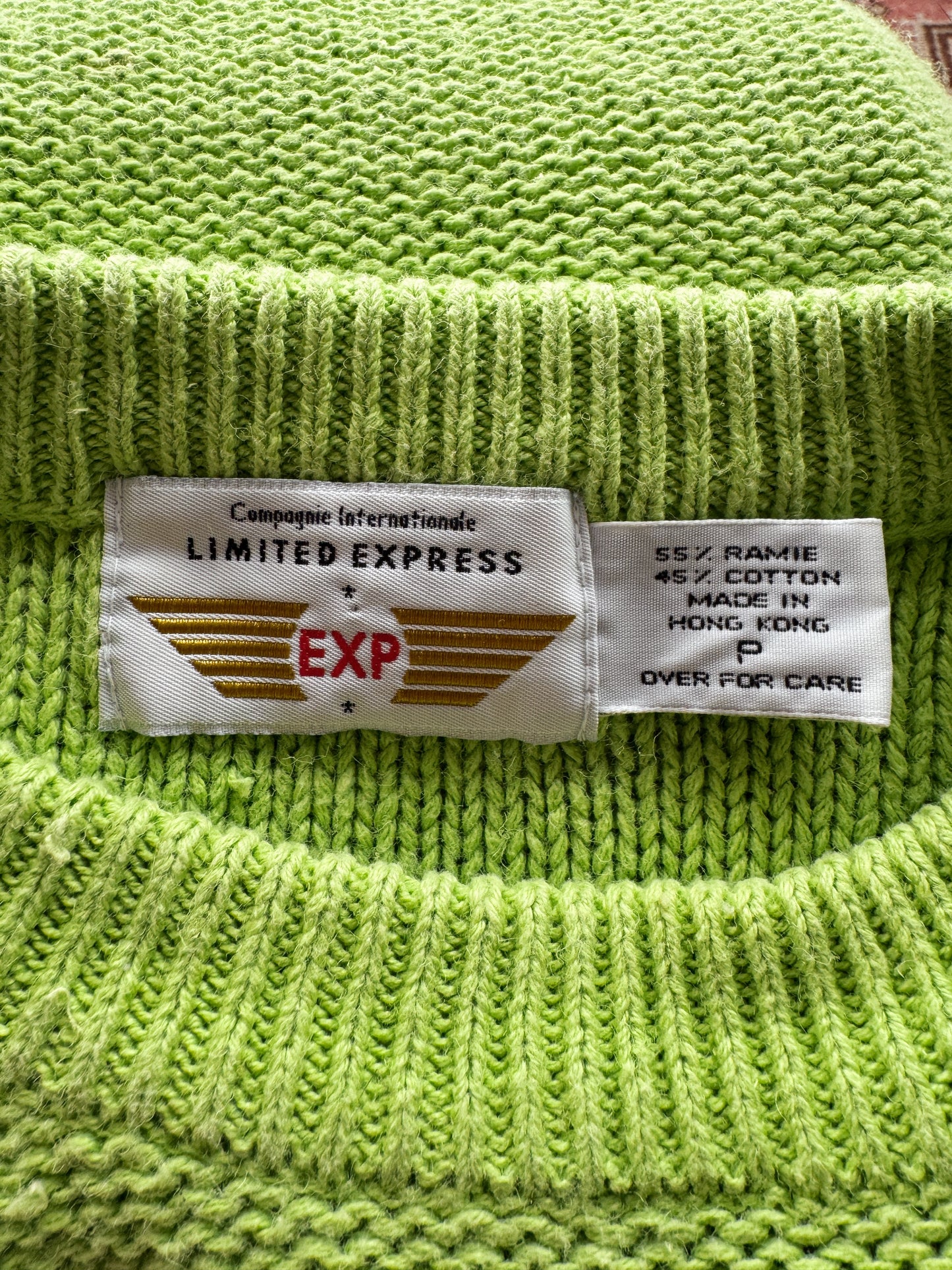 Heavy Chartreuse Knit 90s Cropped Sweater (S)