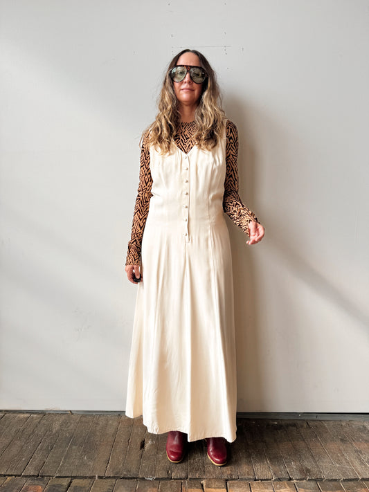 Ivory 90s Button-Front Dress (L)