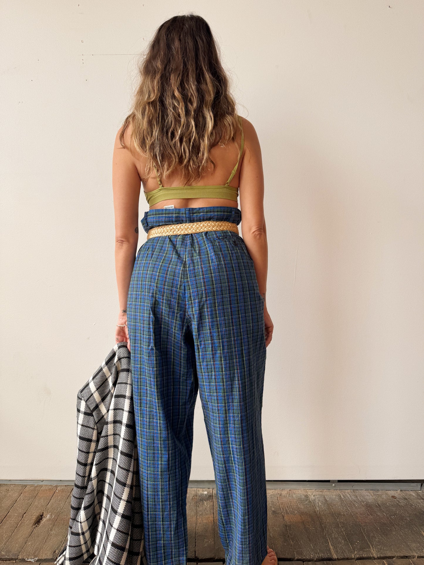90s Blue Talbots Plaid Trouser Pant (36")