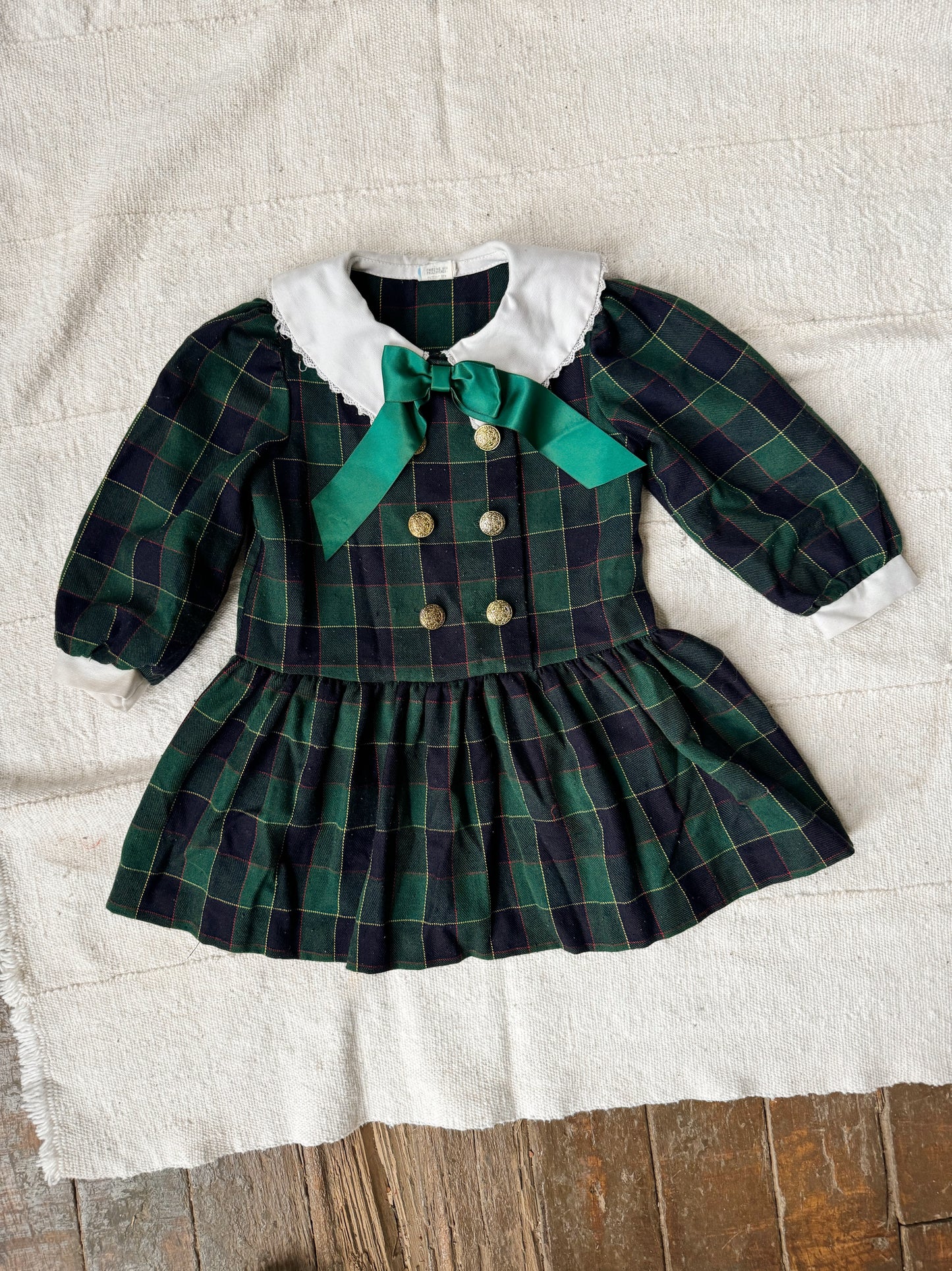 Holiday Bow Plaid 90s Dress (3T)