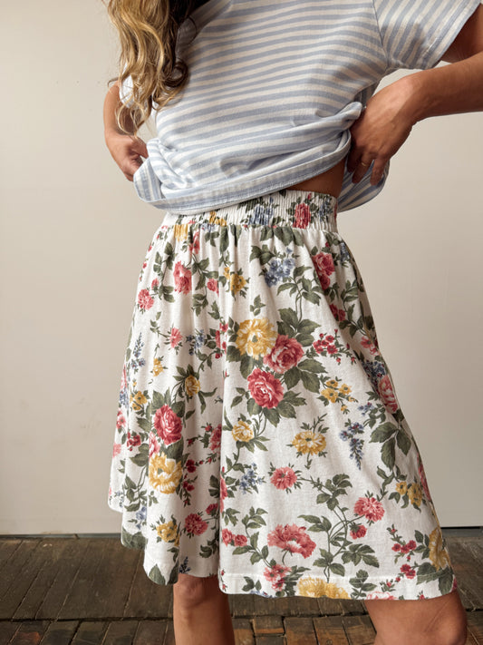 Floral 90s Elastic Mom Shorts (M)