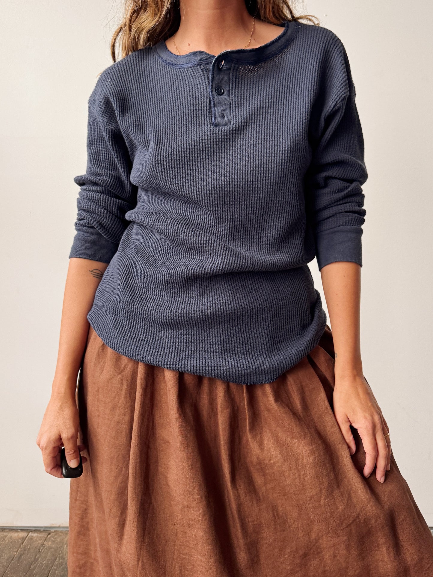 Thermal Waffle 90s Navy Knit (L)