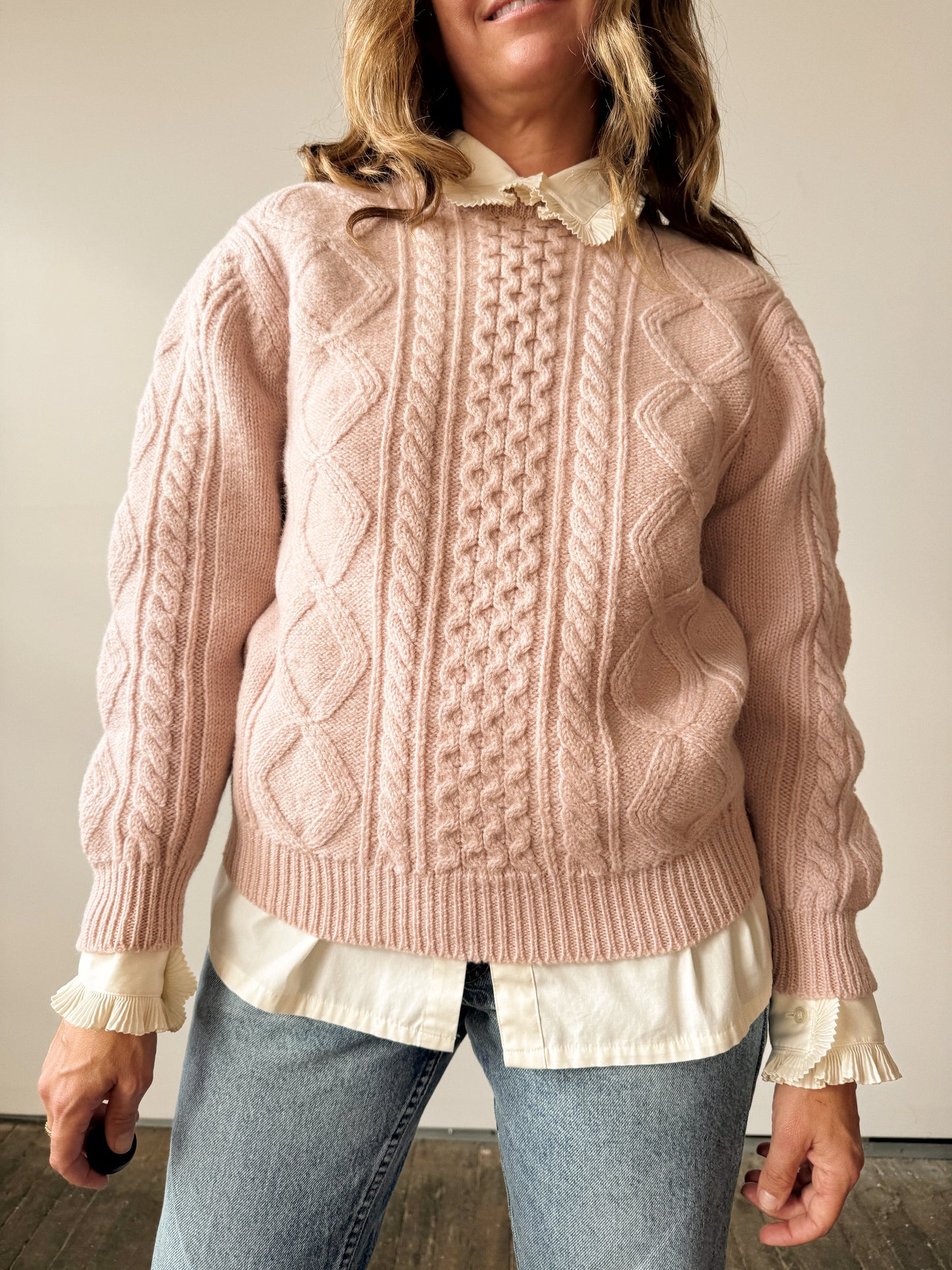 Wool Baby Pink Knit Sweater (M)