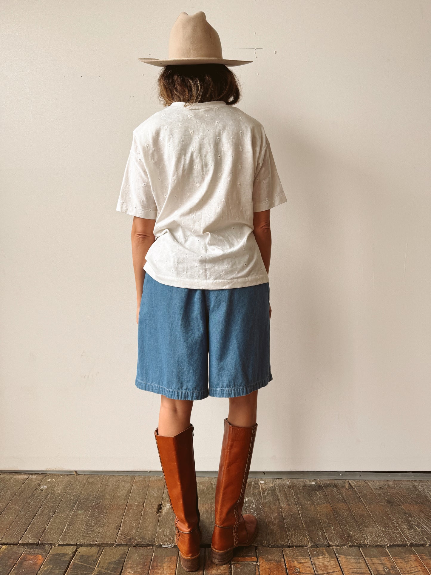 Eyelet 90s Cotton White T-Shirt (M)