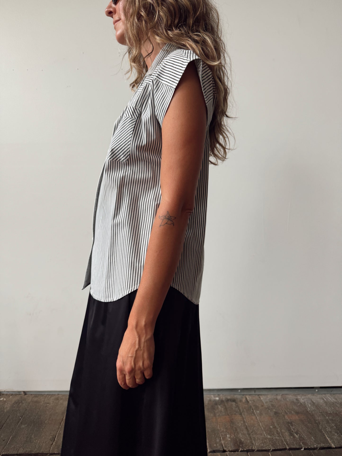 Black Candy Stripe 80s Blouse (M)