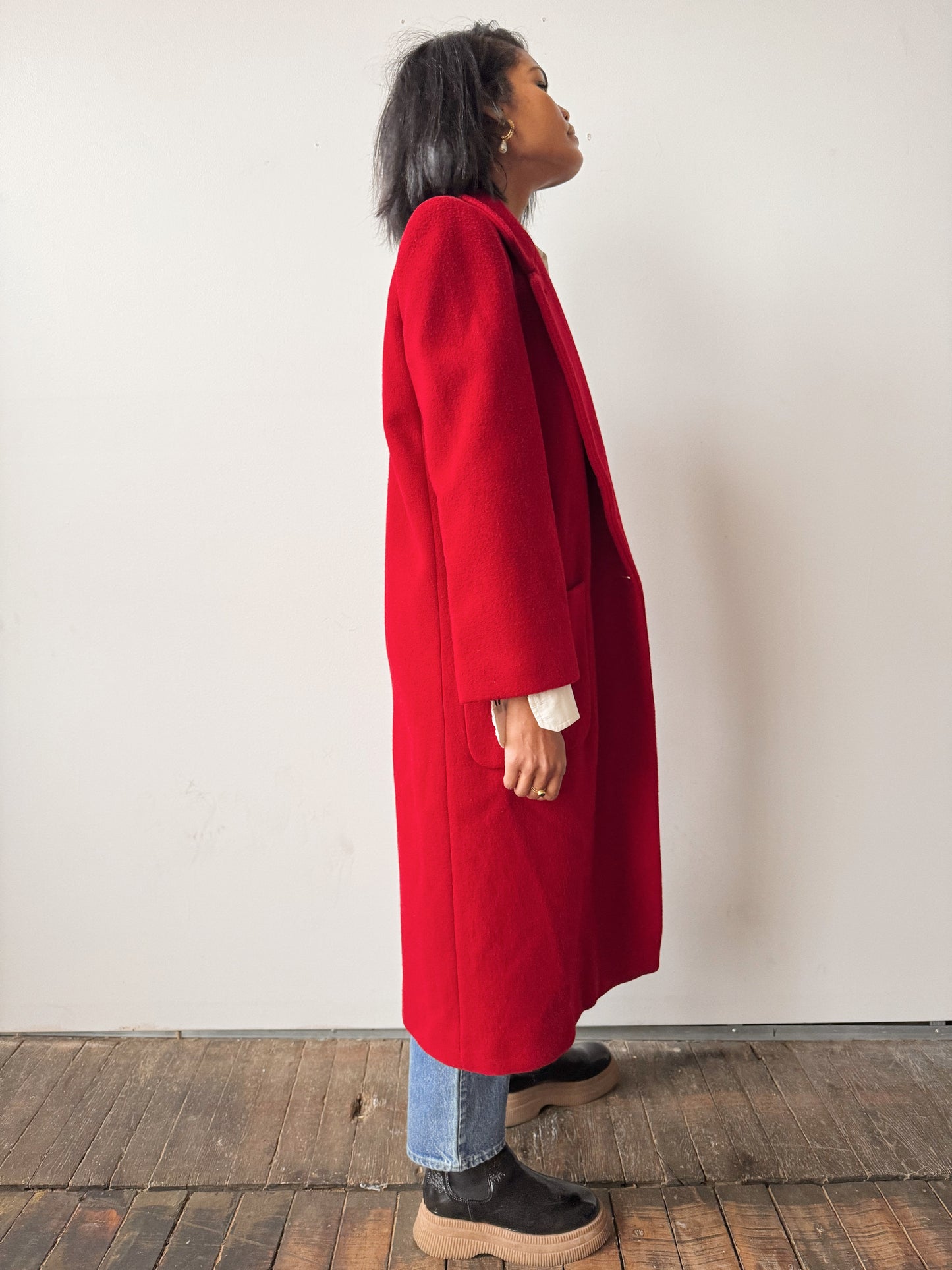 Red Wool 90s Overcoat (M)