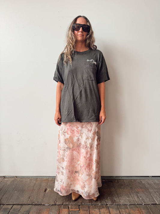 90s Dusty Floral Overlay Maxi Skirt (28")