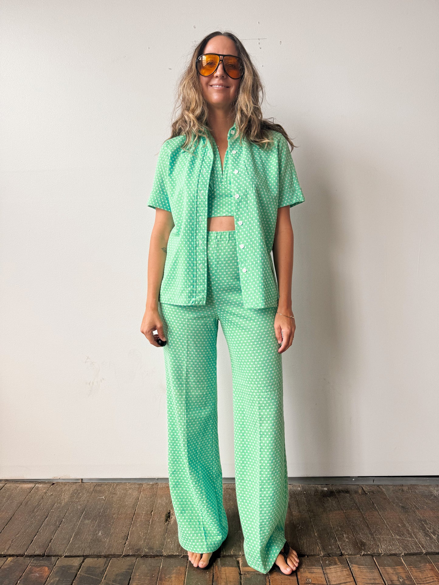6-Piece Textured 70s Seafoam Set (M)