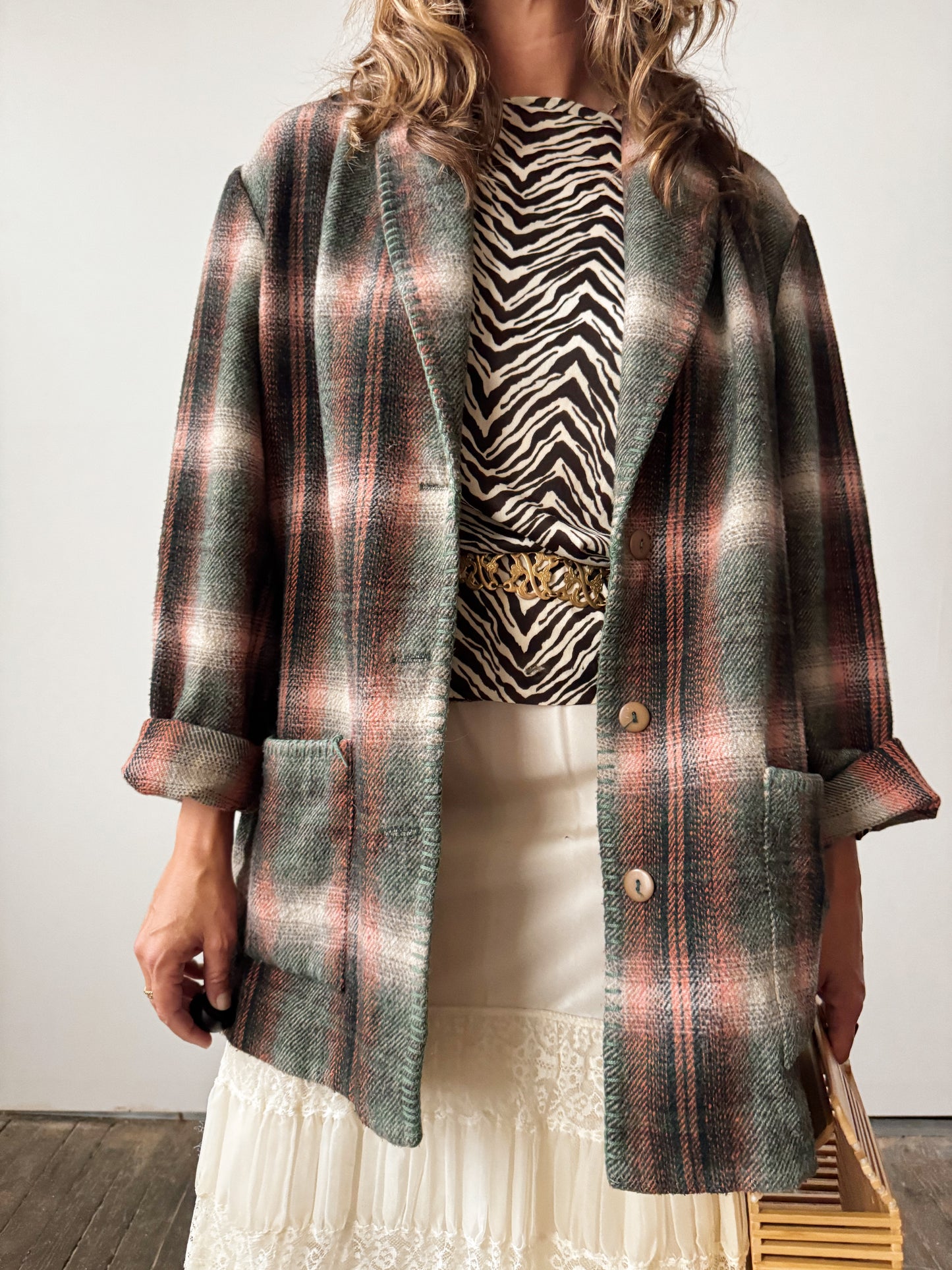 Flannel 90s Blanket Coat (L)