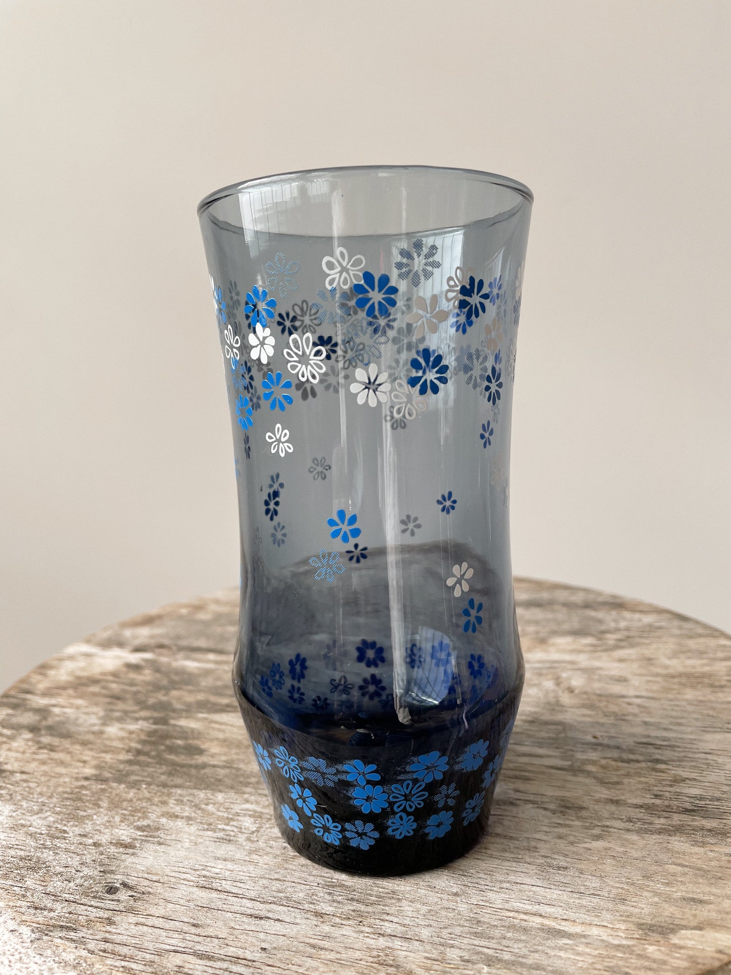 Libbey Blue Daisy Glasses MCM, Set of 4