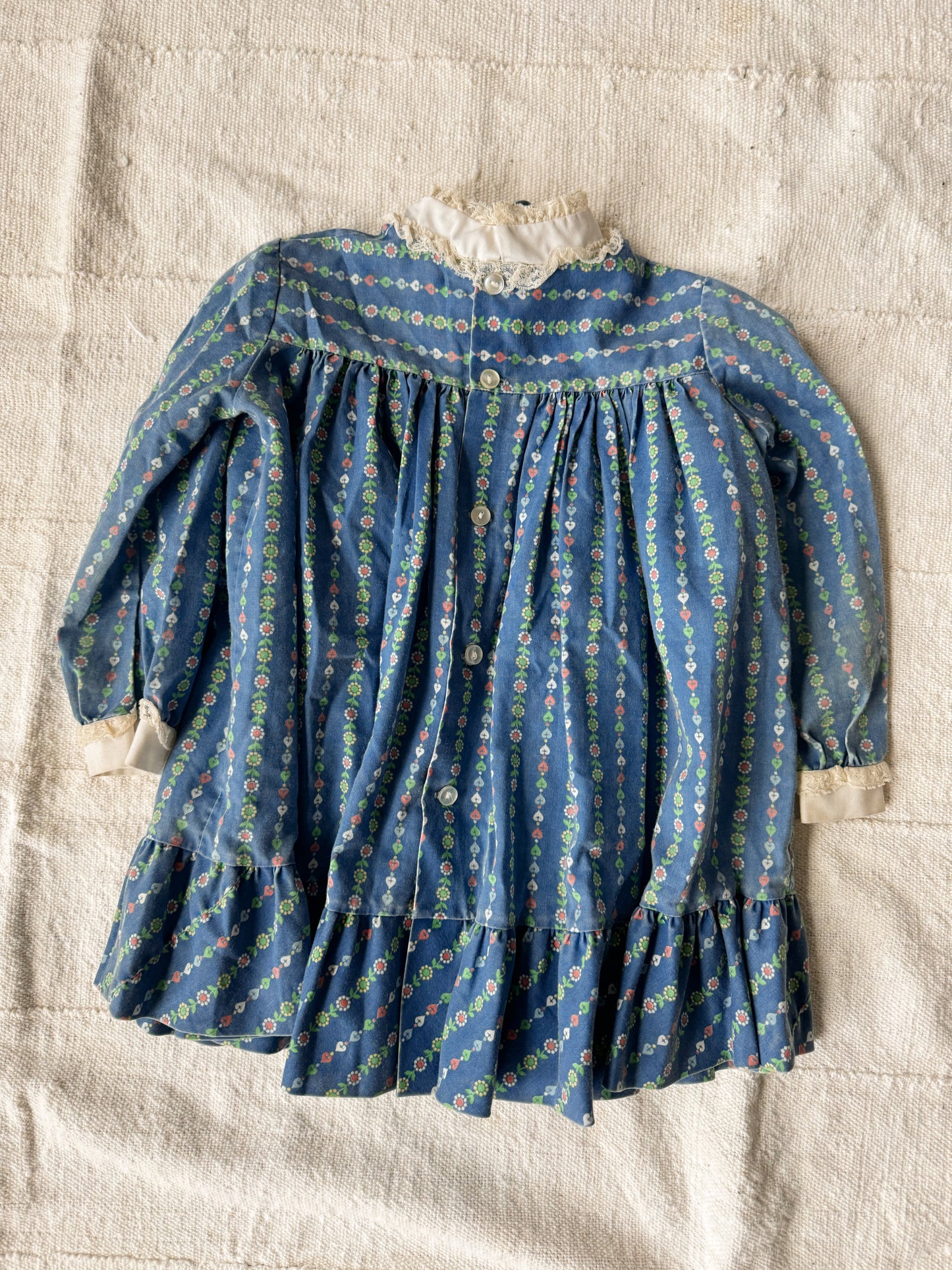 70s Prairie Heart and Flower Print Dress (3T)