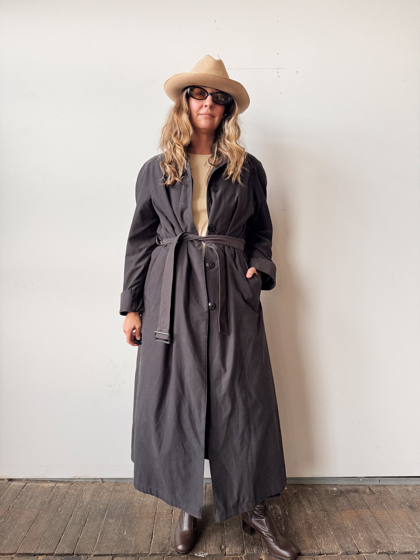 Harbor Soft Black 90s Trench Coat (S)