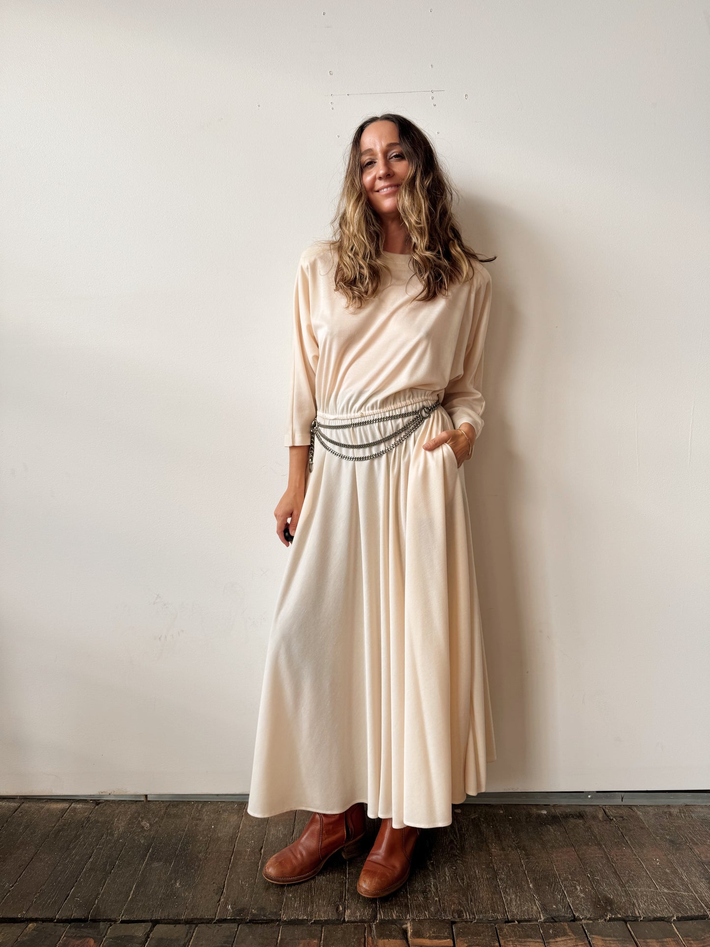 Cream 90s Dolman Sleeve Dress (M)