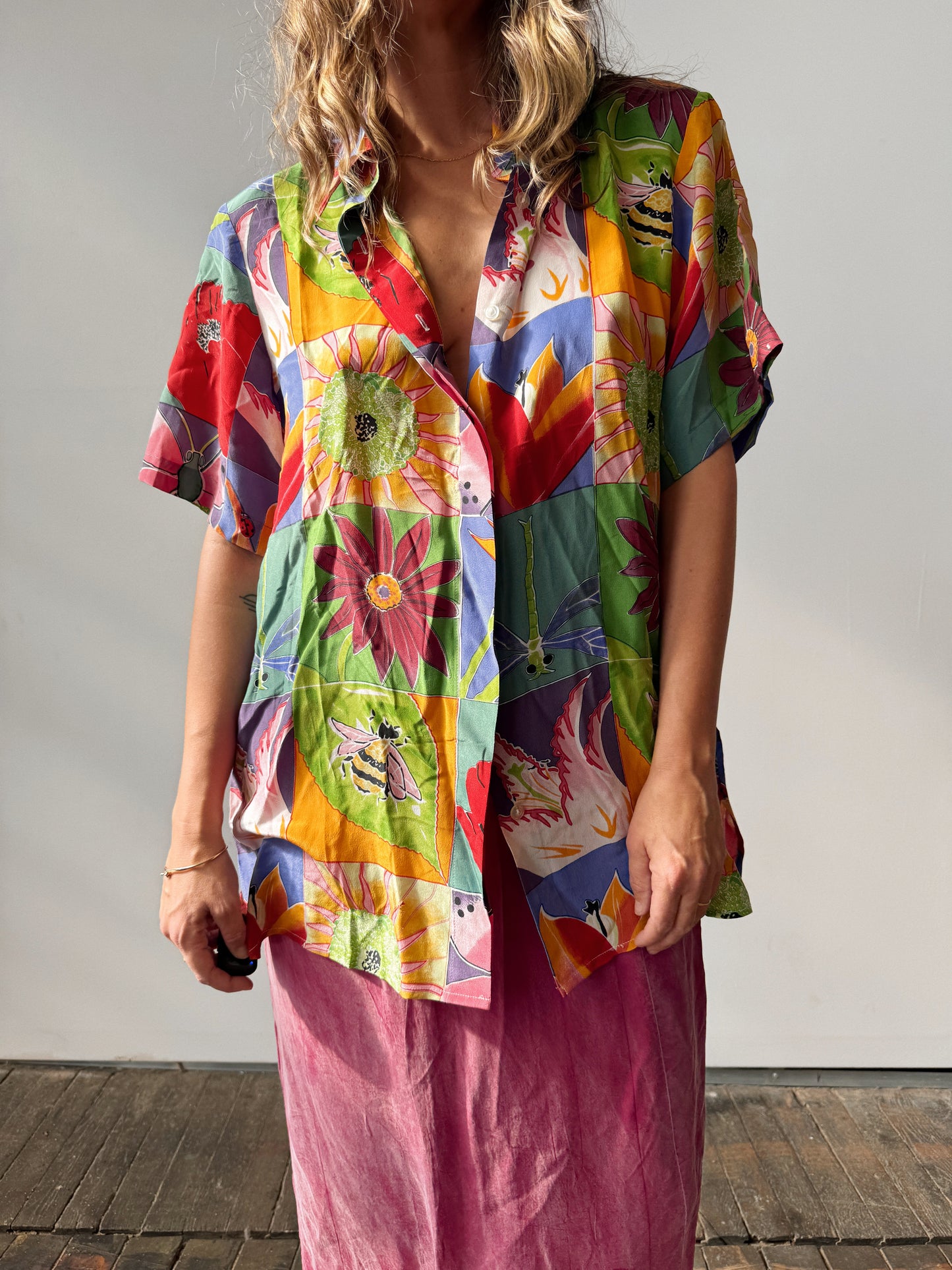 Silks 90s Botanical Blouse (L)