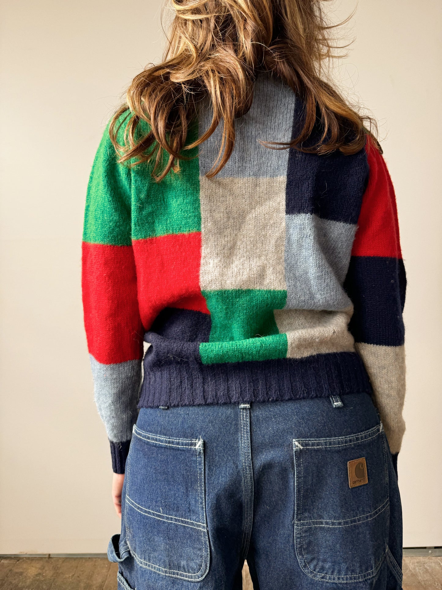 Wool Colorblock Crewneck Sweater (S)