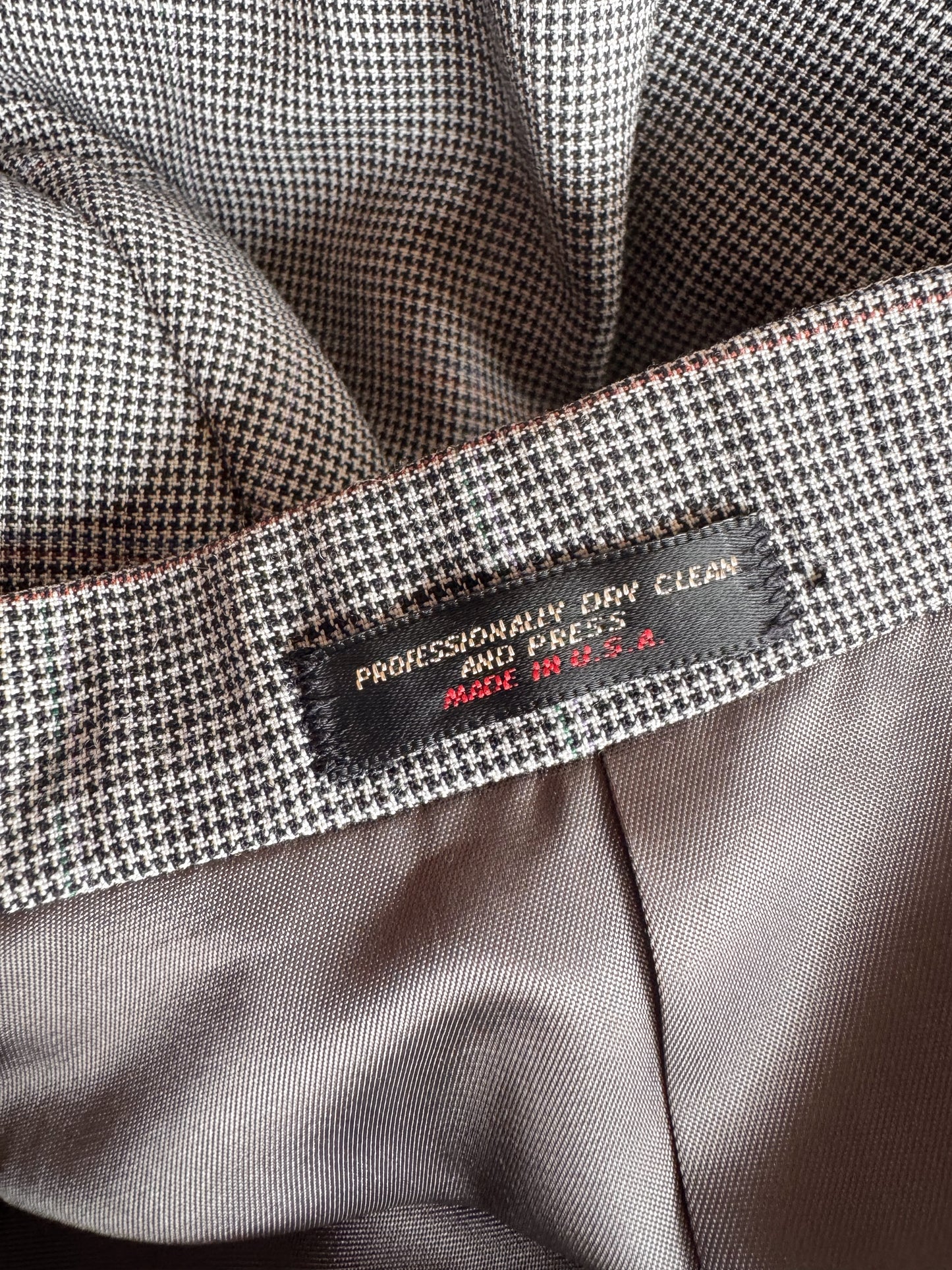 Houndstooth 90s Pleated Skirt with One Button Blazer Skirt Suits (28")