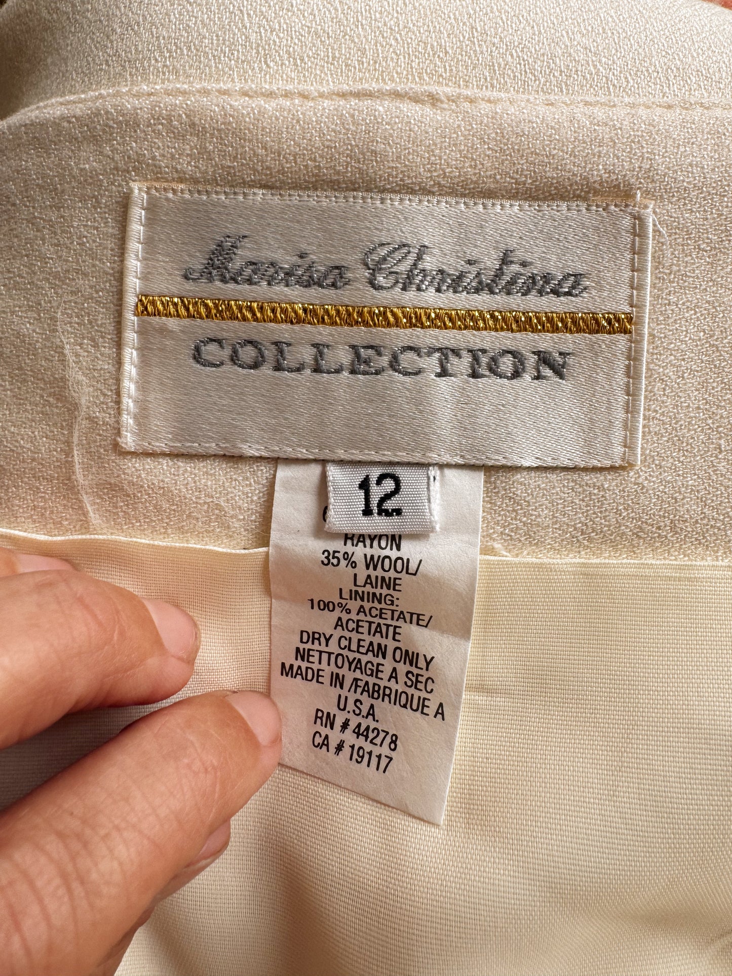 Cream Wool Maxi 90s Skirt (31")