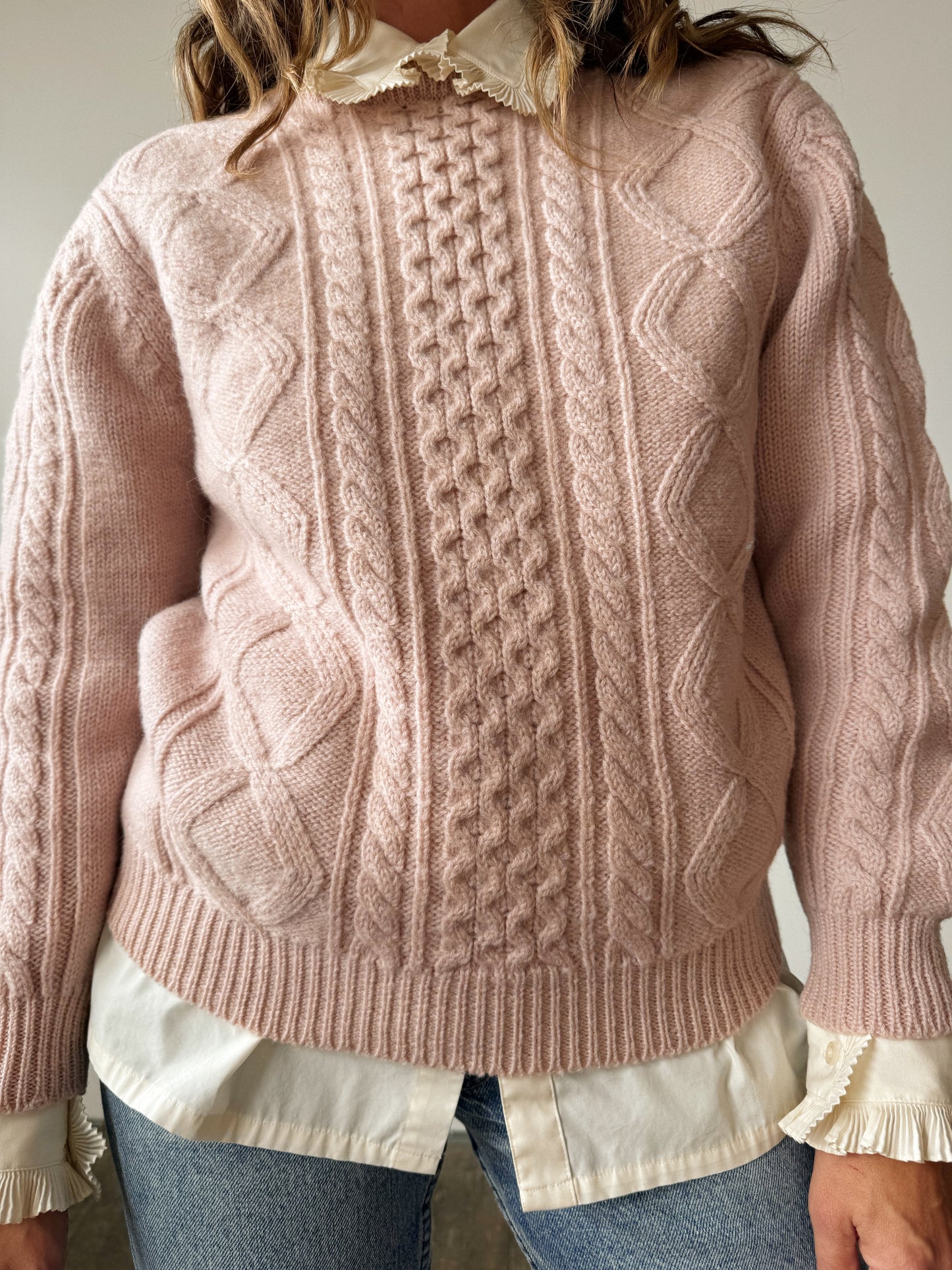 Wool Baby Pink Knit Sweater (M)