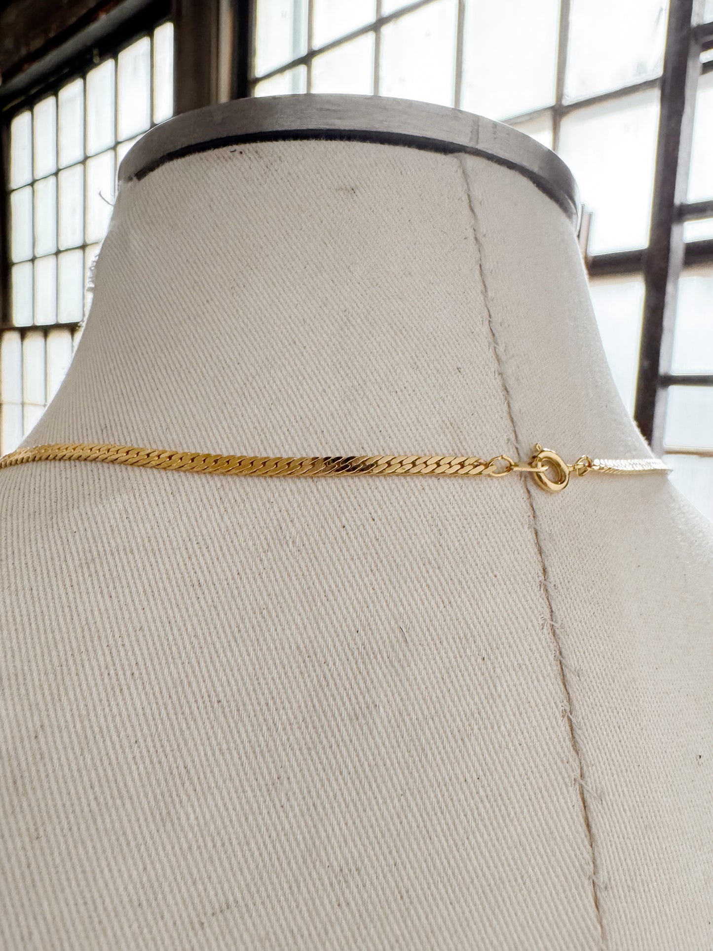 Vintage Yellow Gold Tone Herringbone 20" Necklace