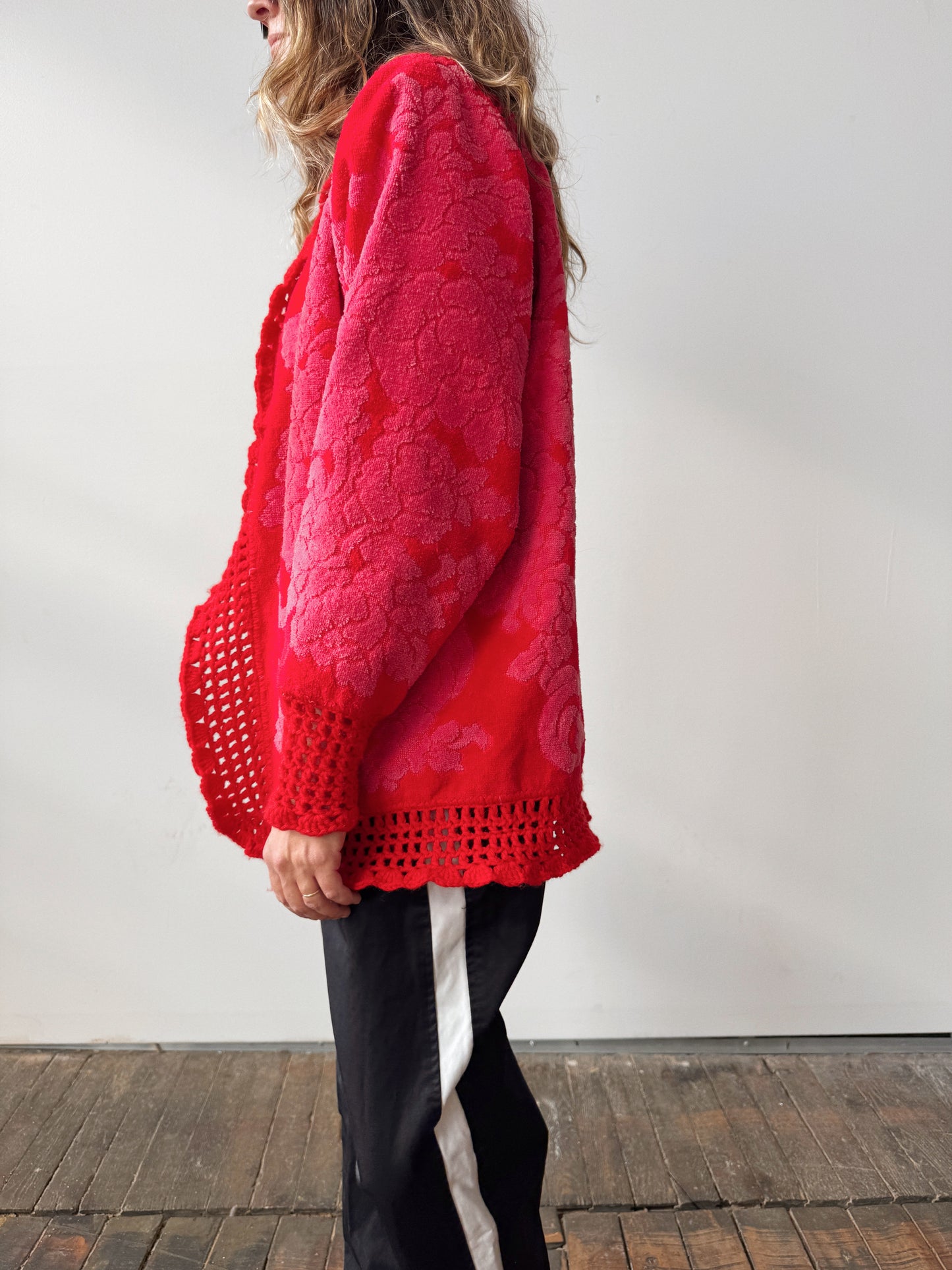 70s Reworked Towel and Crochet Cardigan (M)